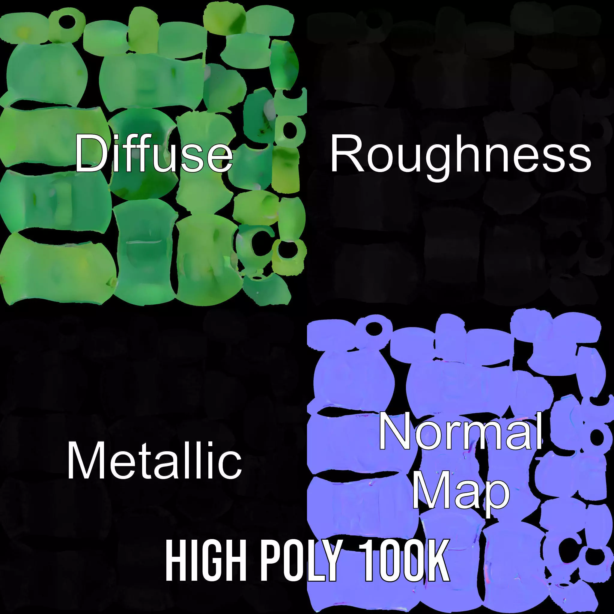 Emerald Jade Bracelet model pack Low-poly 3D model_3