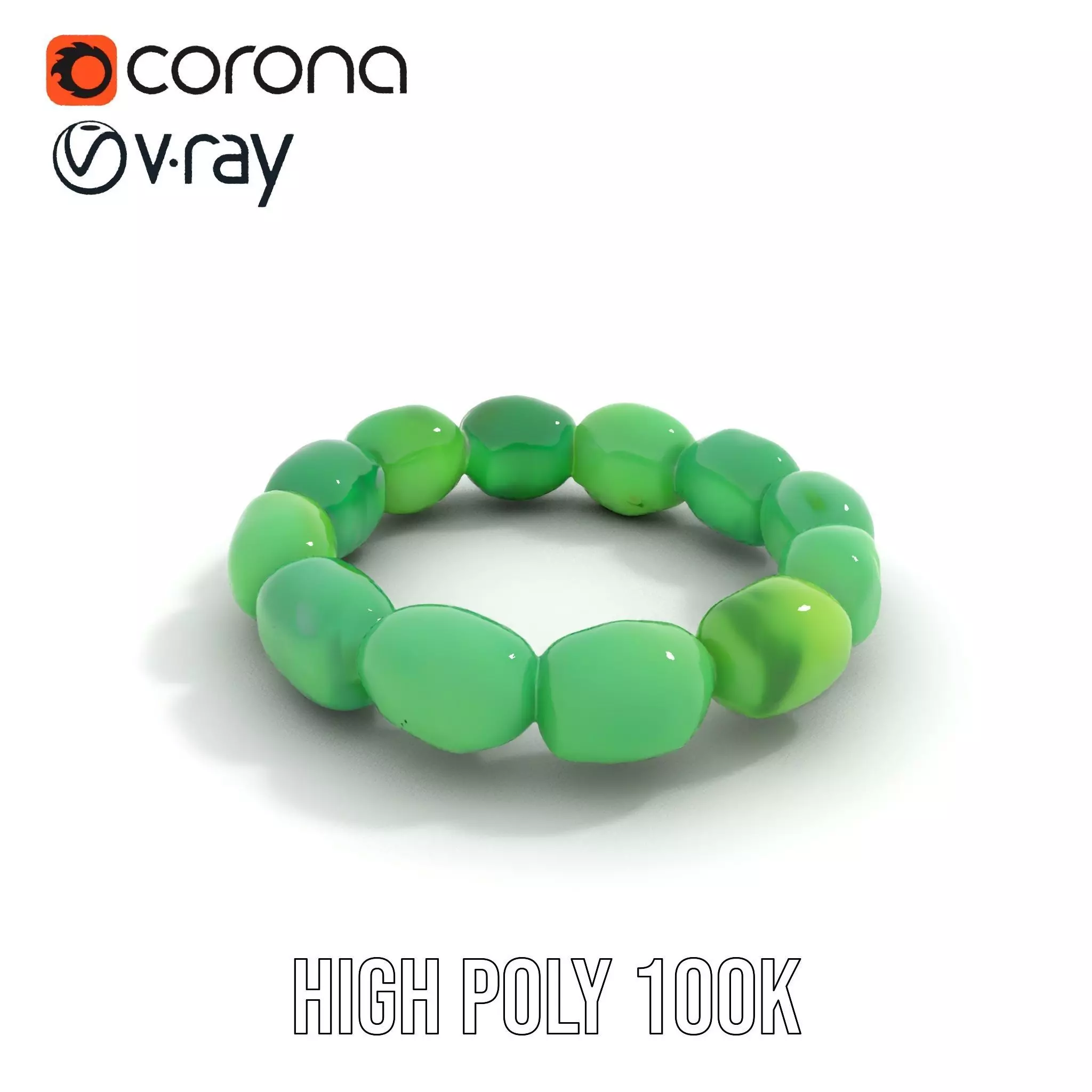 Emerald Jade Bracelet model pack Low-poly 3D model_20