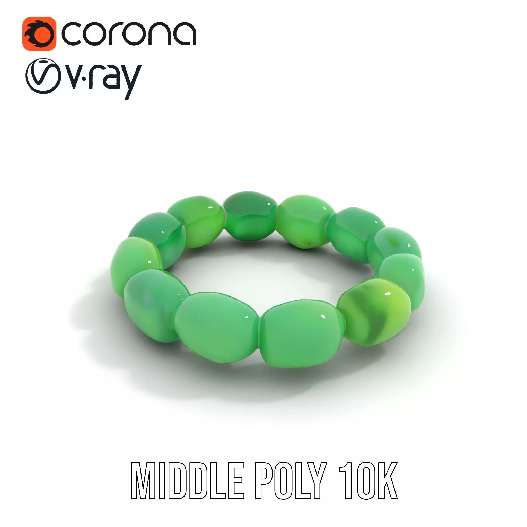 Emerald Jade Bracelet model pack Low-poly 3D model_11