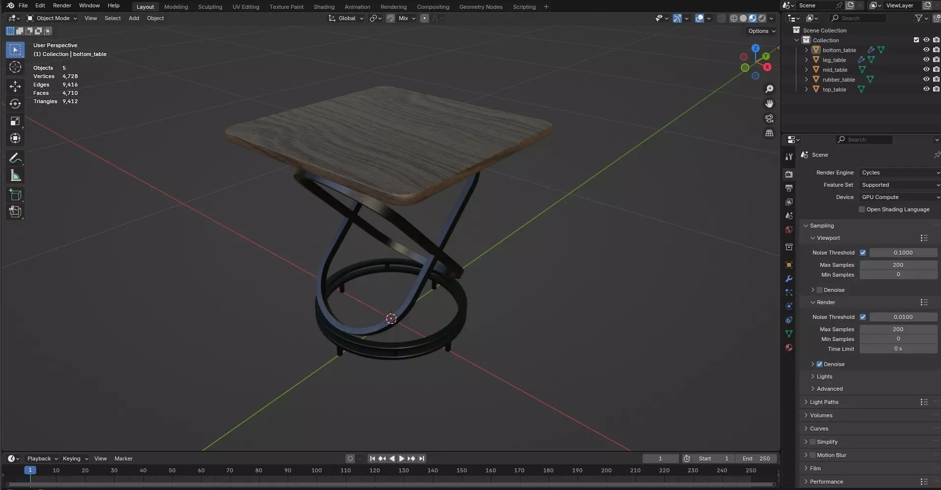 Square Table CG71 3D model_8