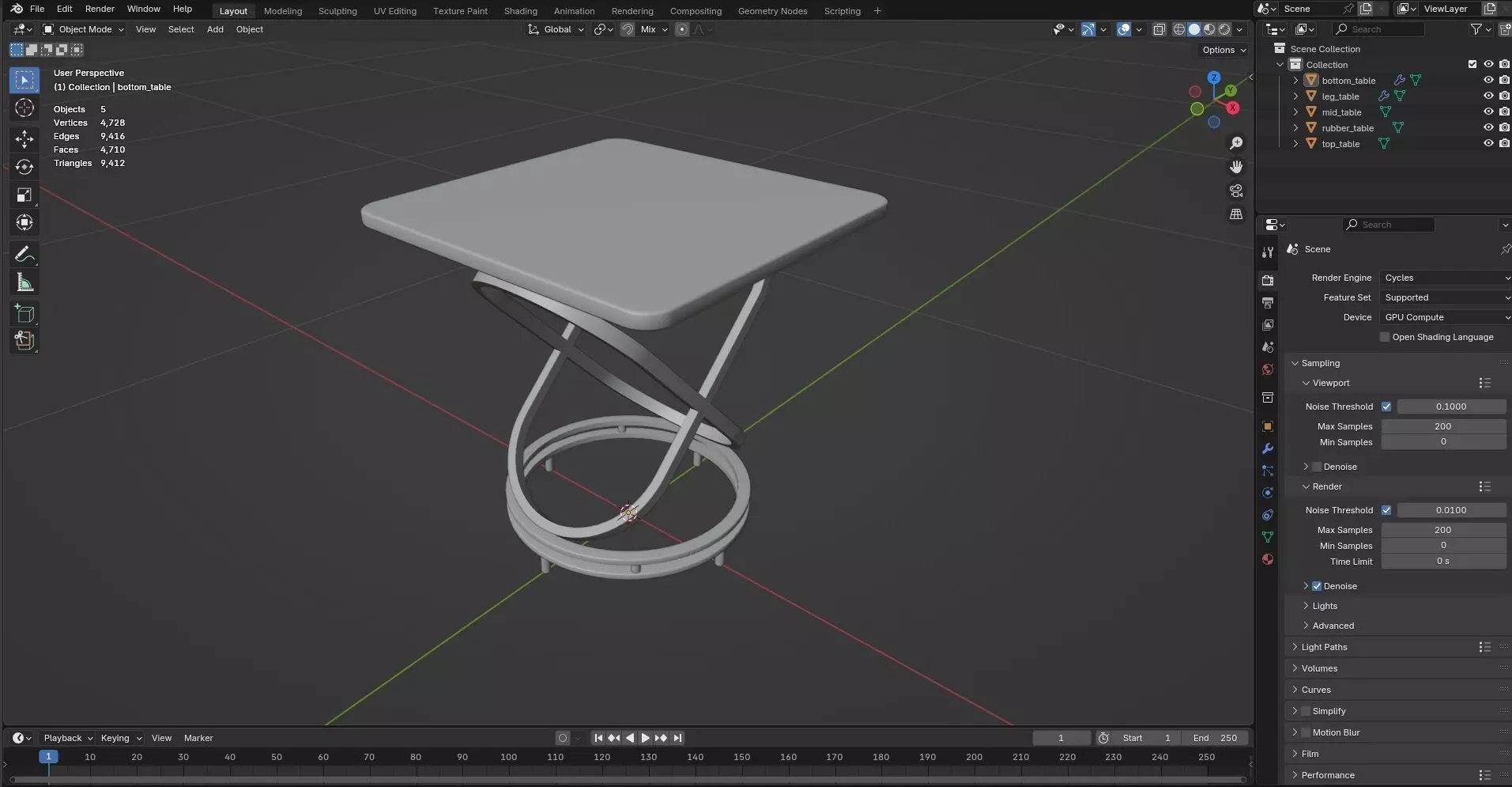 Square Table CG71 3D model_7