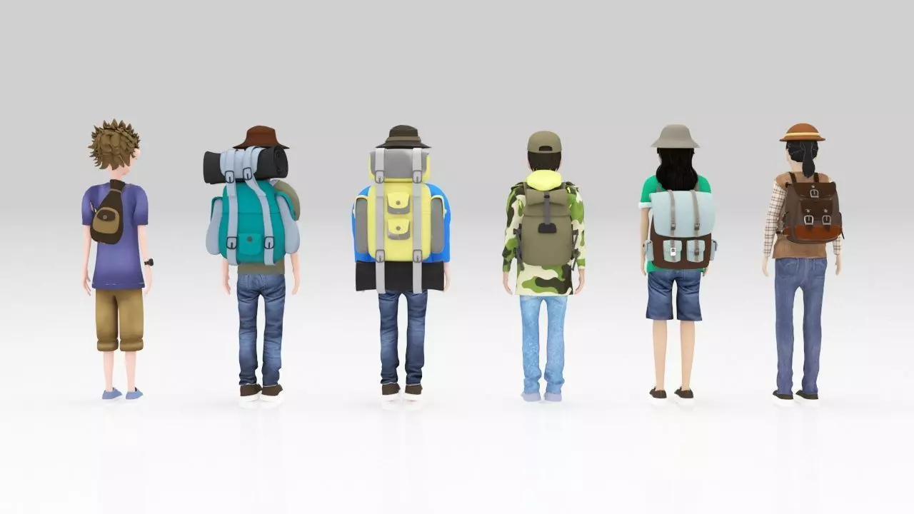 Character  camping  pack 03 Rigged Low-poly 3D model_2