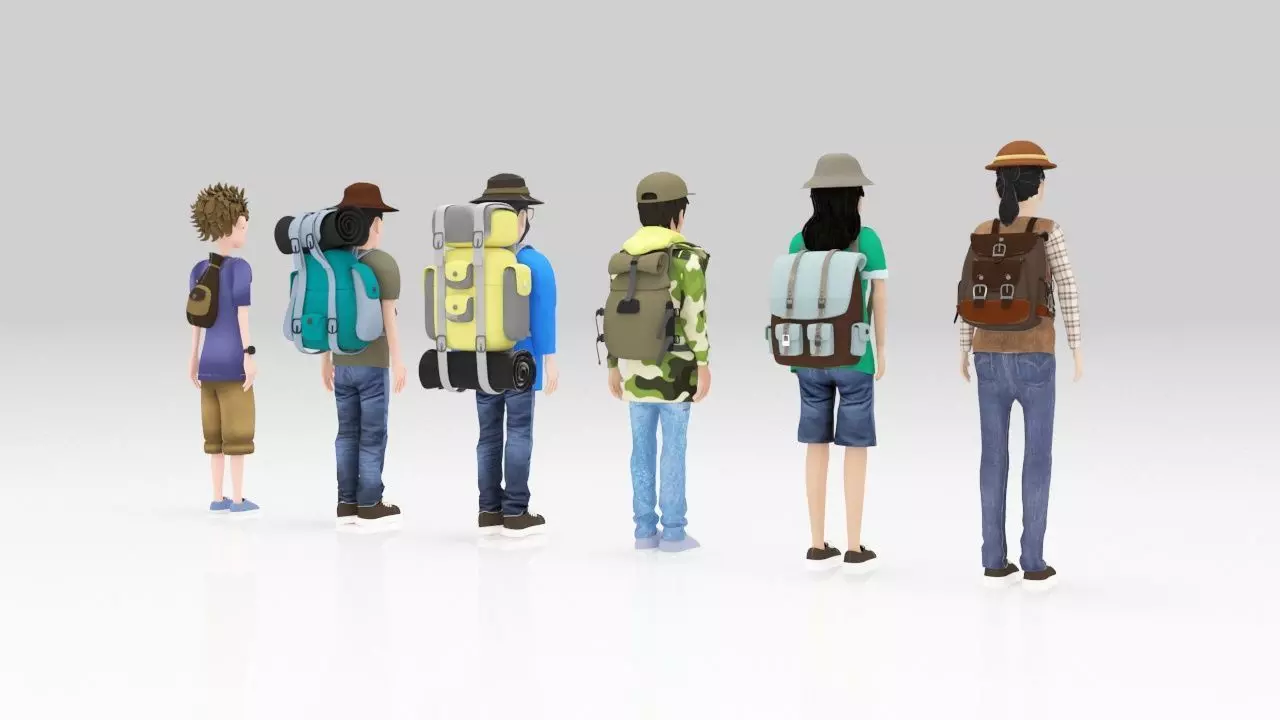 Character  camping  pack 03 Rigged Low-poly 3D model_1