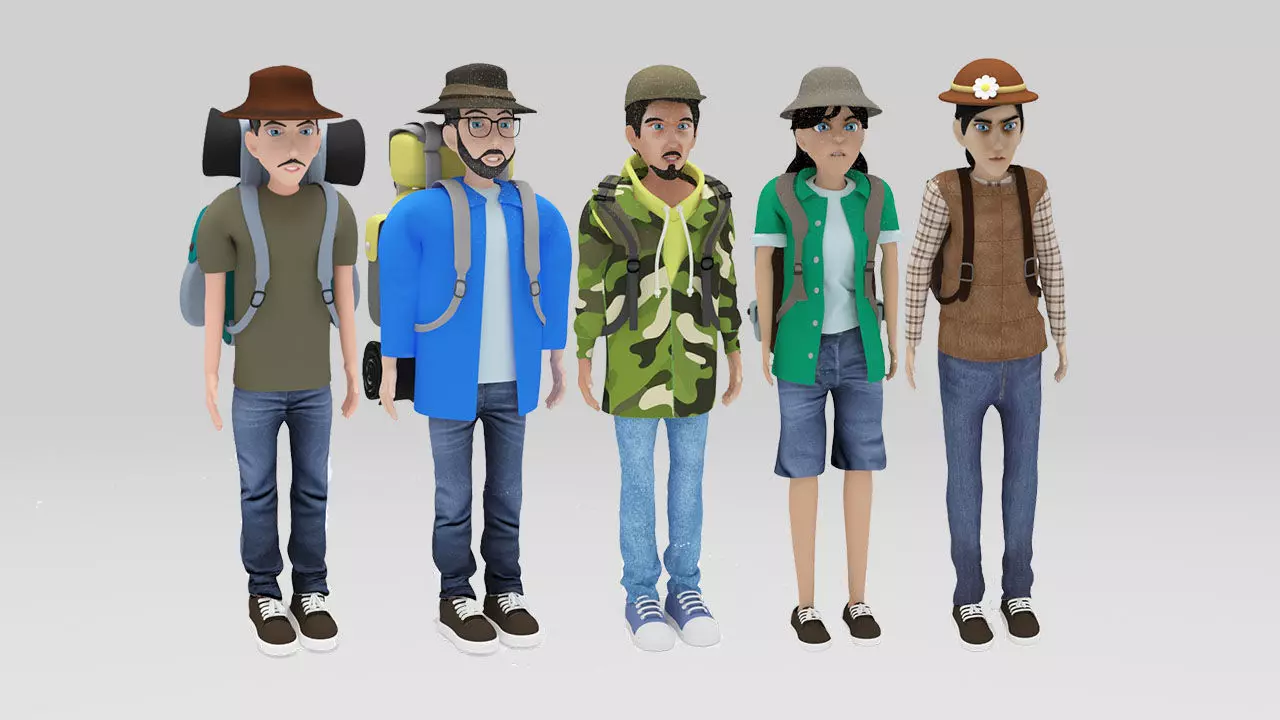 Character  camping  pack 03 Rigged Low-poly 3D model_0