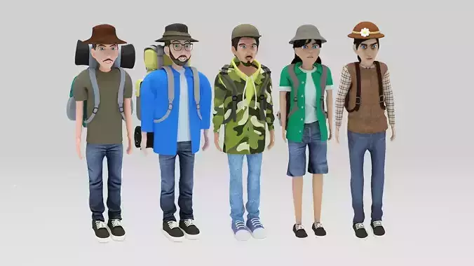 Character  camping  pack 03 Rigged