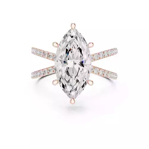 Crossover Marquise Diamond Engagement Wedding Ring 3DM STL Video