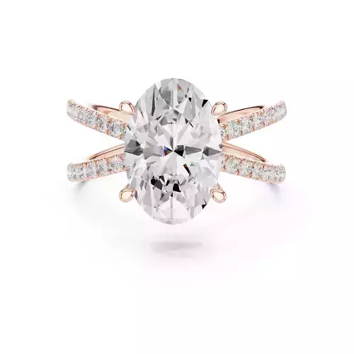 Crossover Oval Diamond Engagement Wedding Ring 3DM STL Video