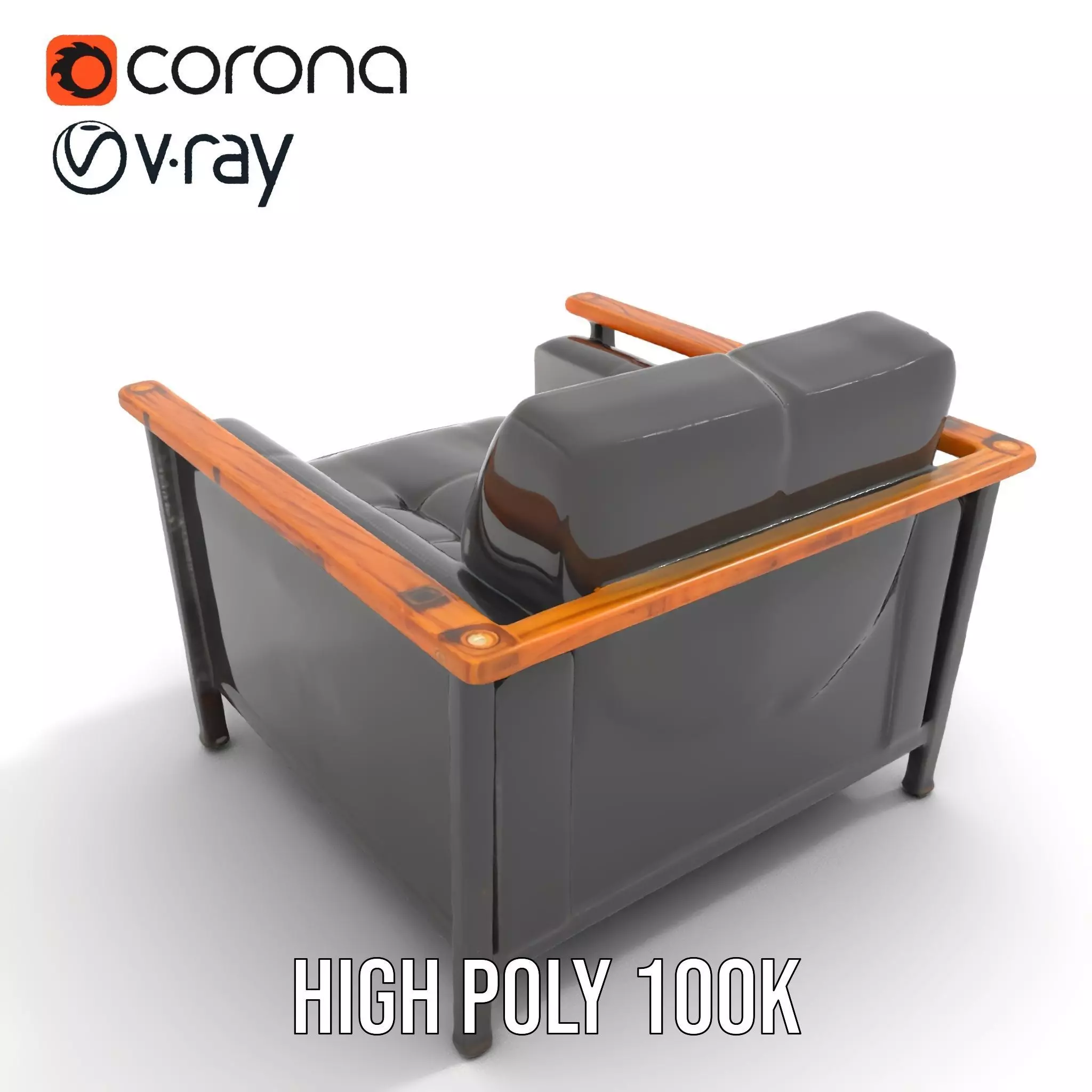 Modern Leather Armchair model pack Low-poly 3D model_20