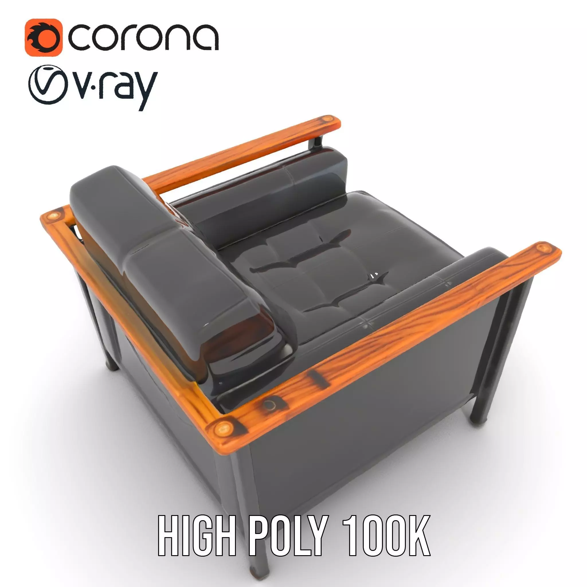 Modern Leather Armchair model pack Low-poly 3D model_17