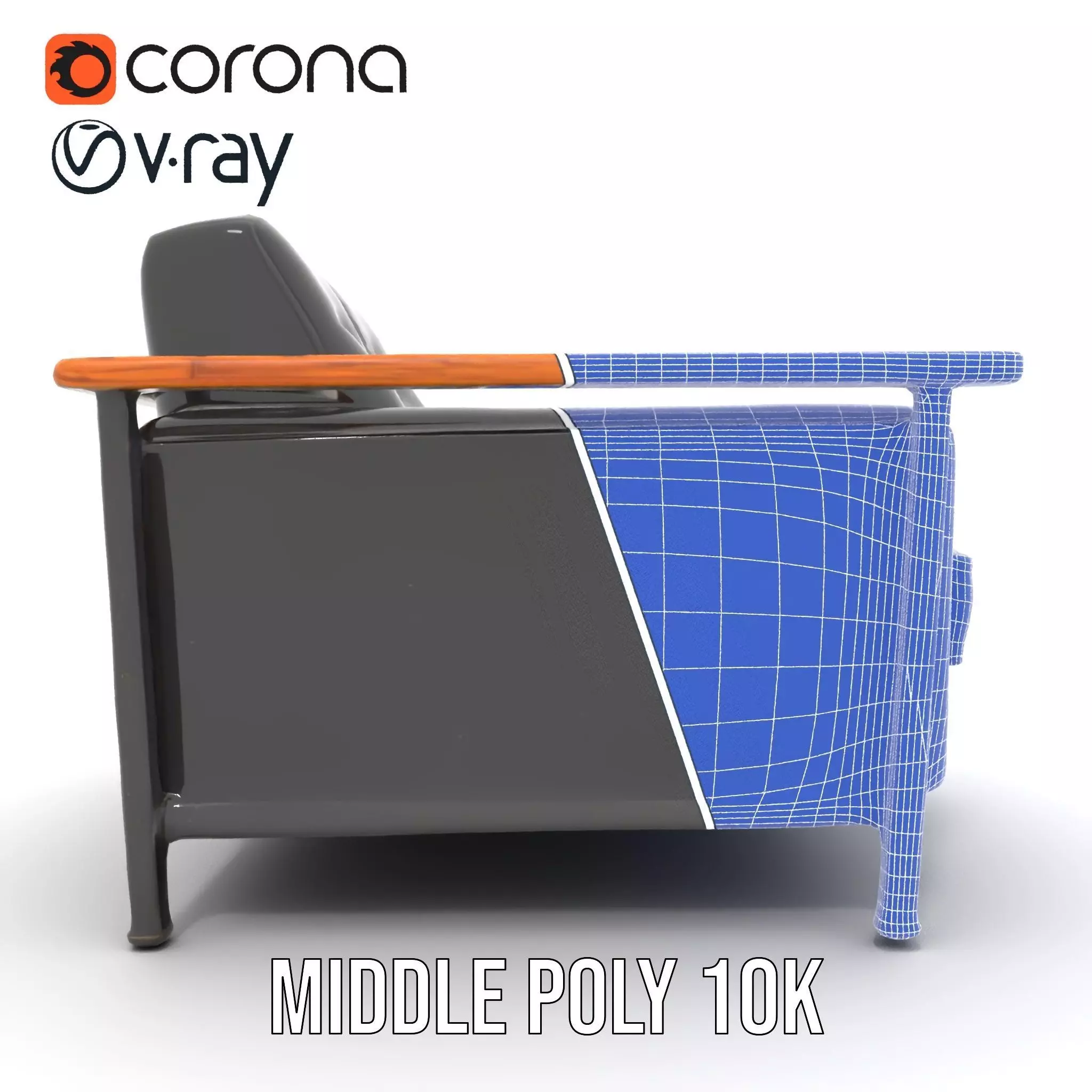 Modern Leather Armchair model pack Low-poly 3D model_18