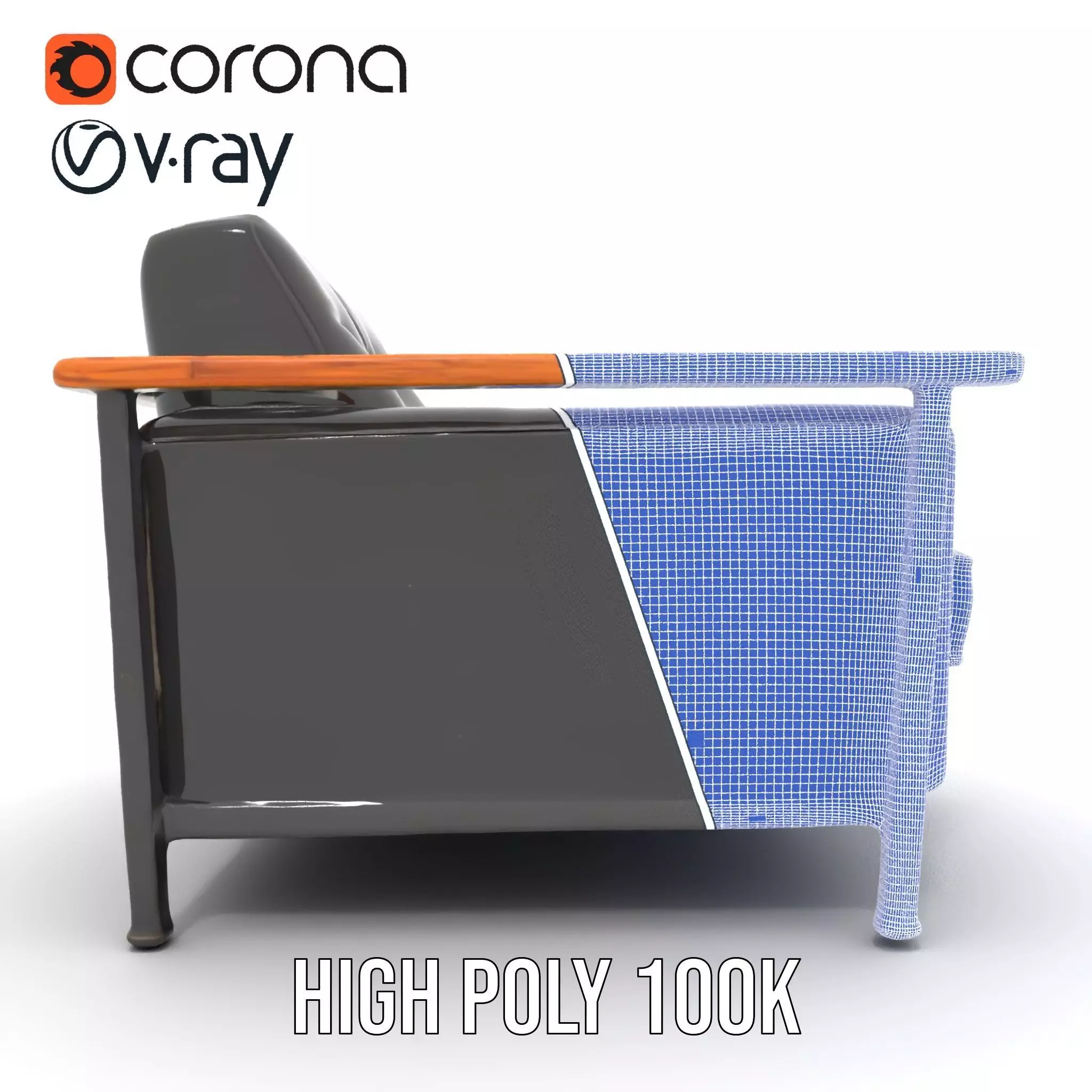 Modern Leather Armchair model pack Low-poly 3D model_34