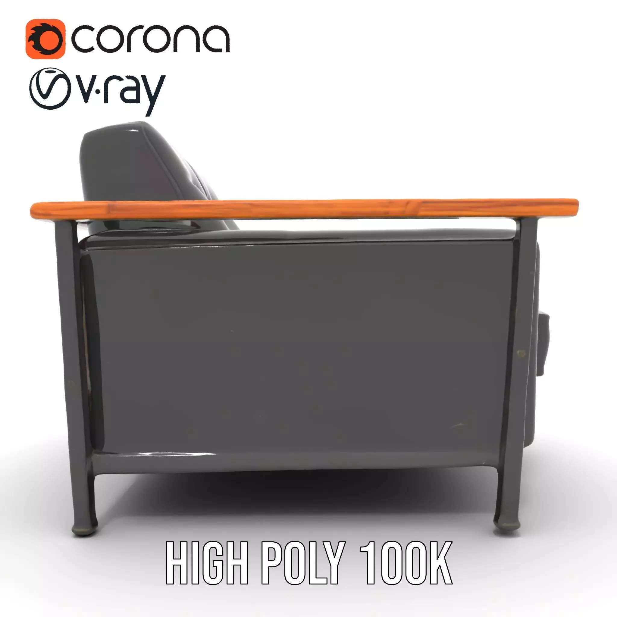 Modern Leather Armchair model pack Low-poly 3D model_23