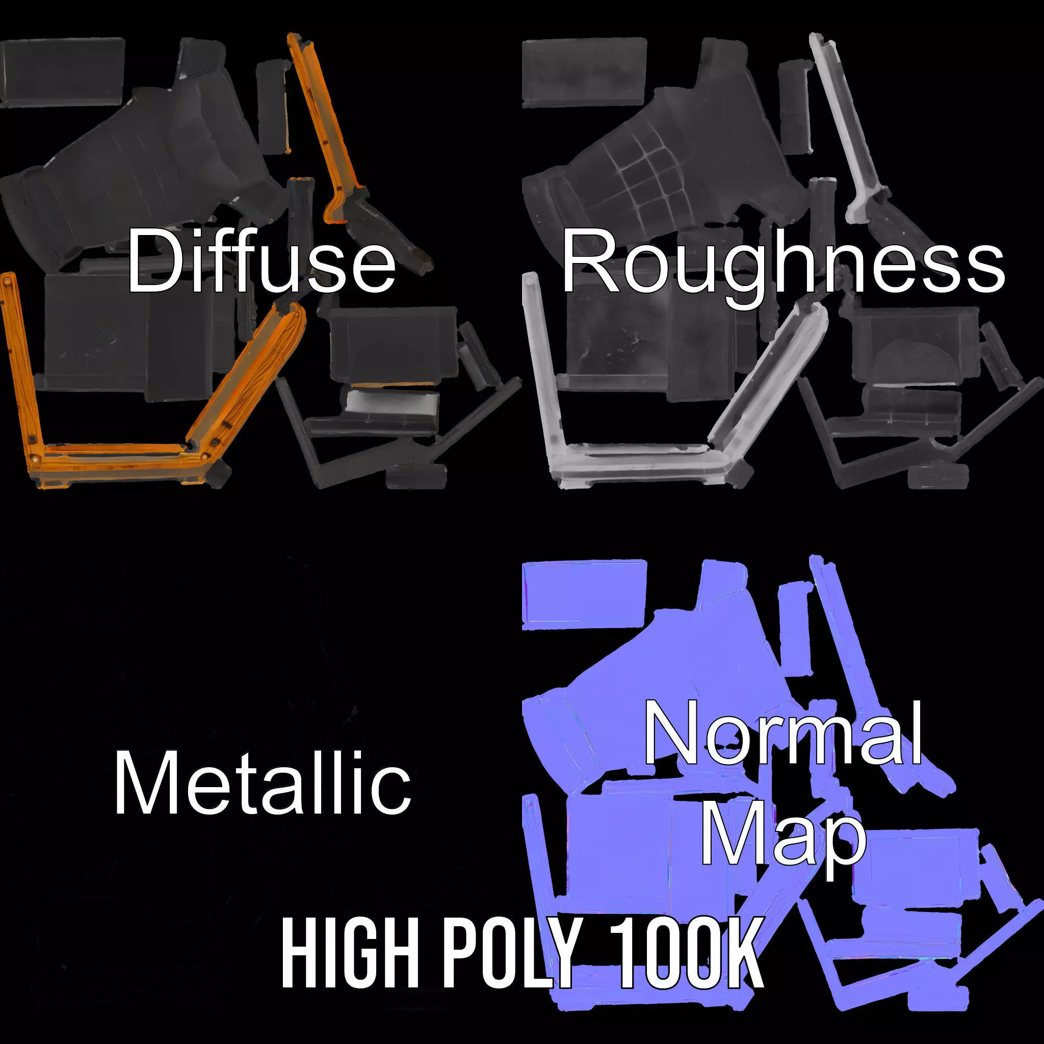 Modern Leather Armchair model pack Low-poly 3D model_3