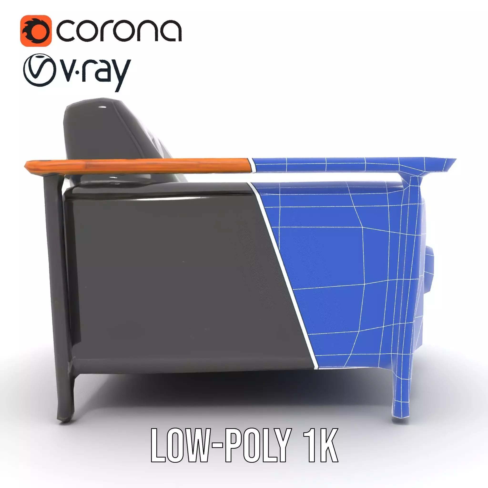 Modern Leather Armchair model pack Low-poly 3D model_19