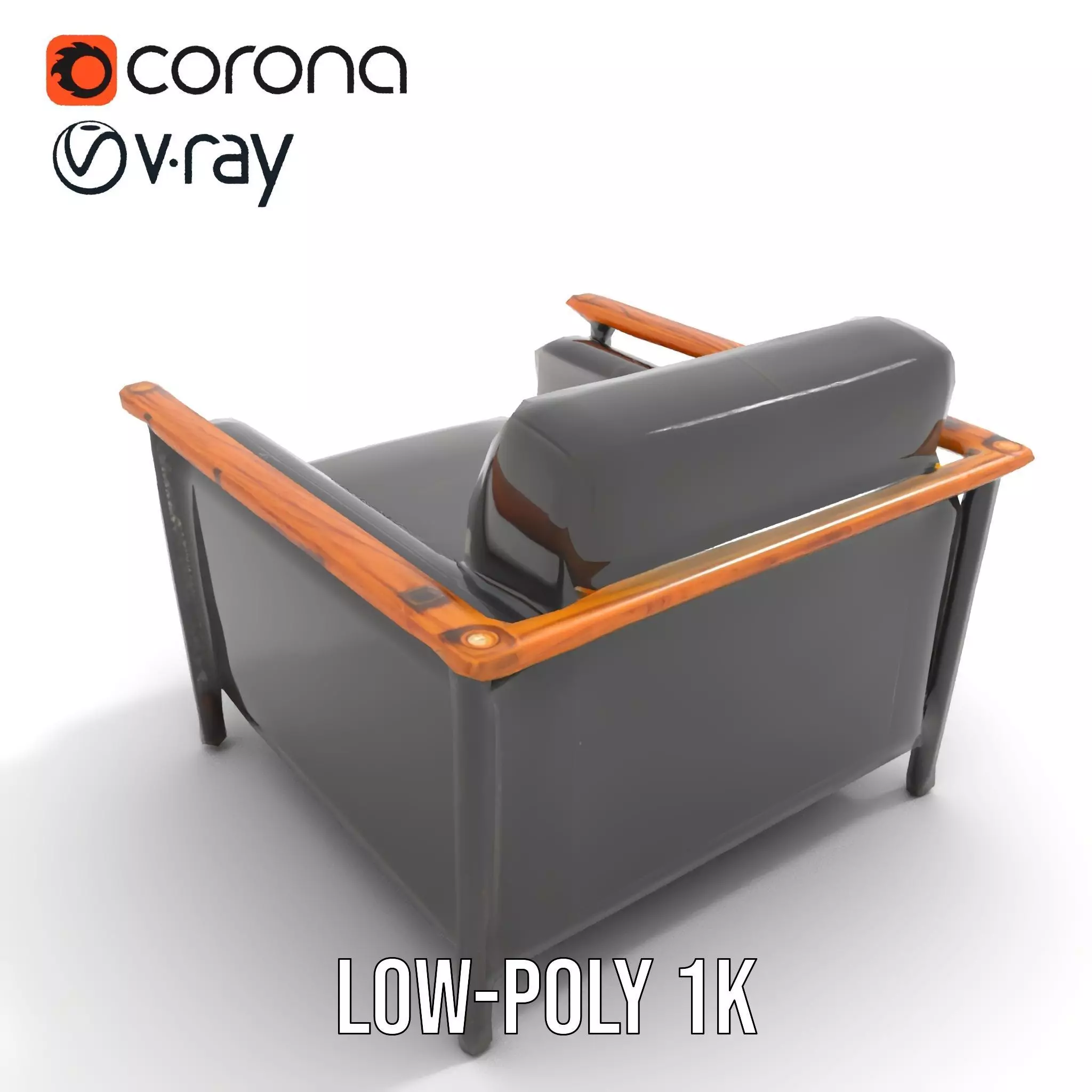 Modern Leather Armchair model pack Low-poly 3D model_22