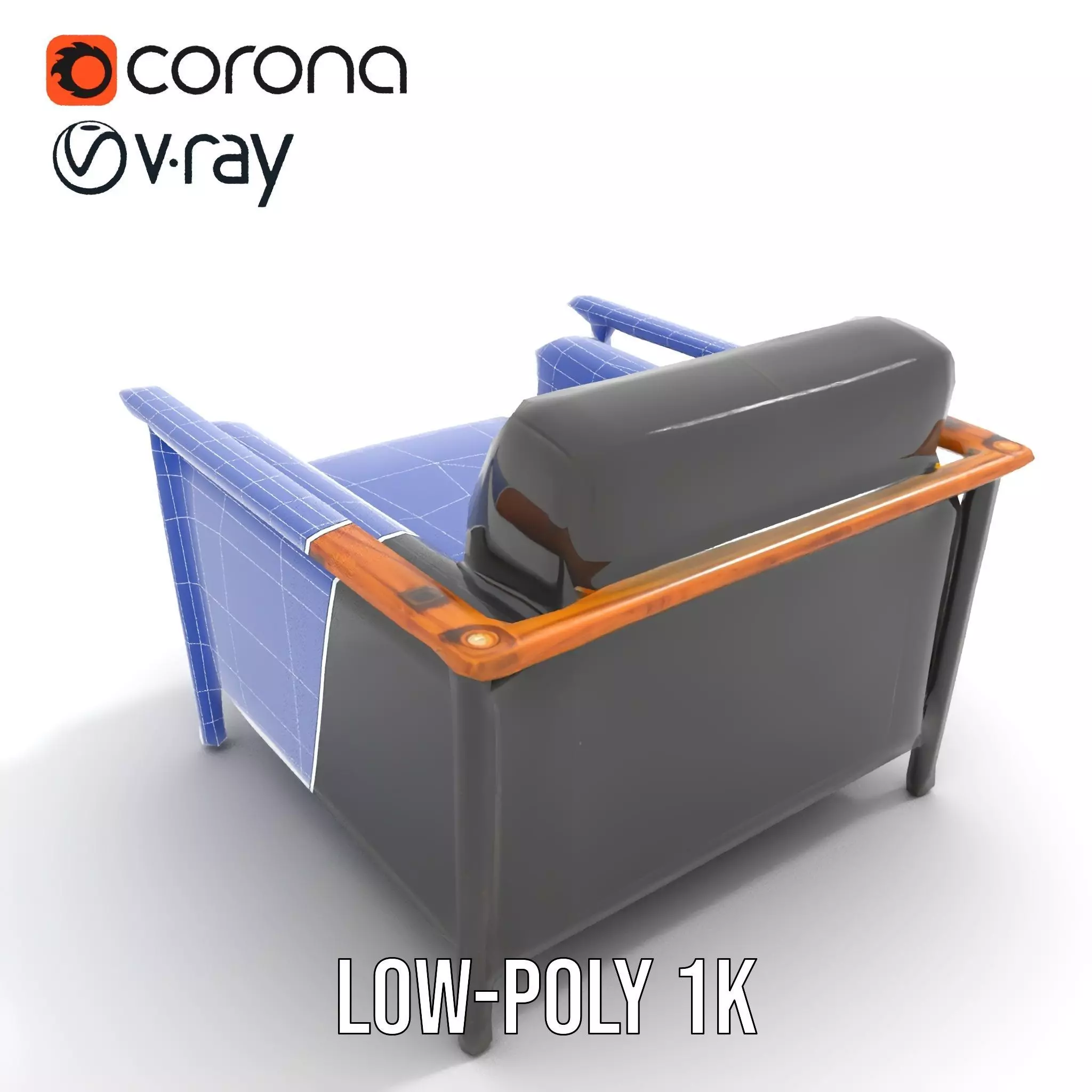 Modern Leather Armchair model pack Low-poly 3D model_25