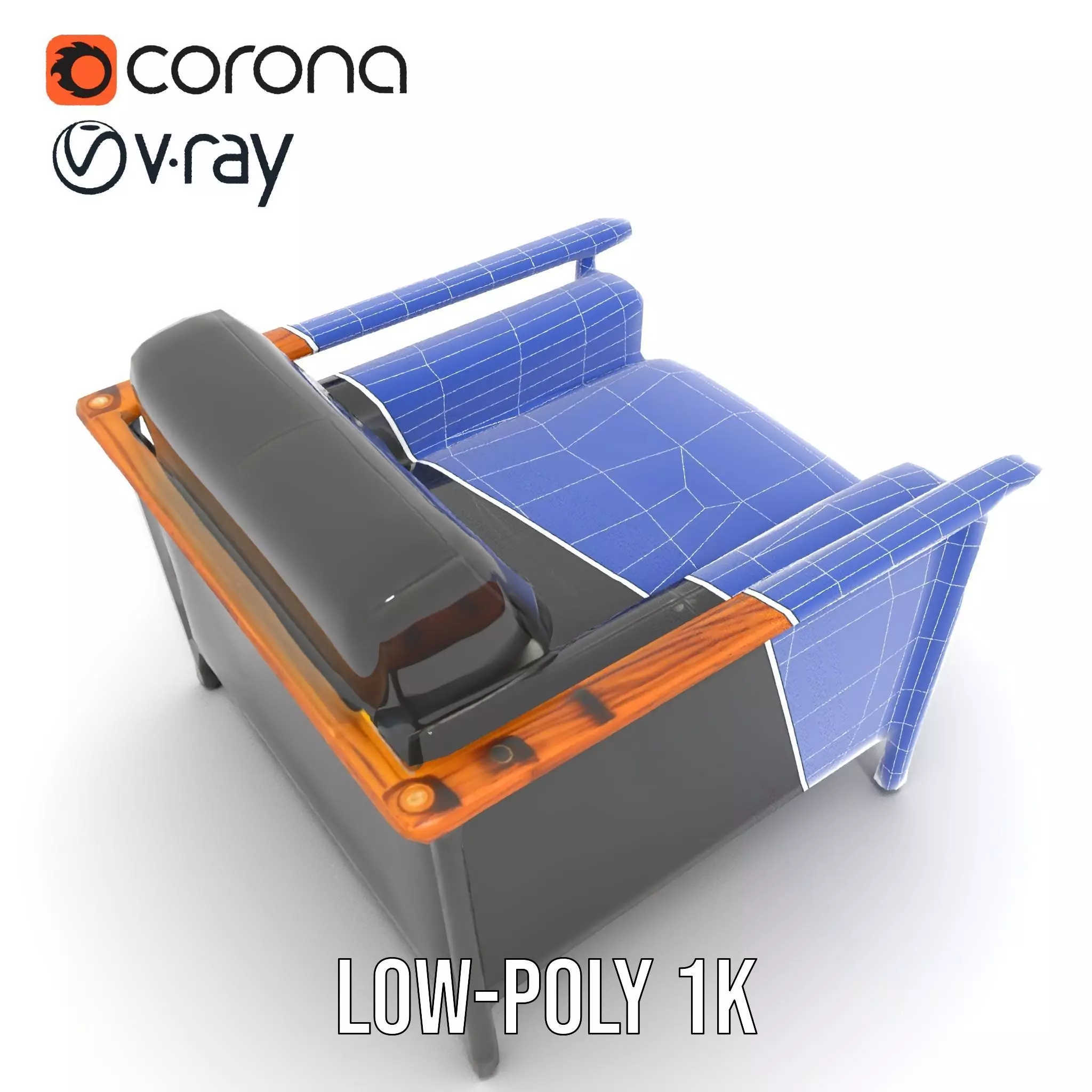 Modern Leather Armchair model pack Low-poly 3D model_28