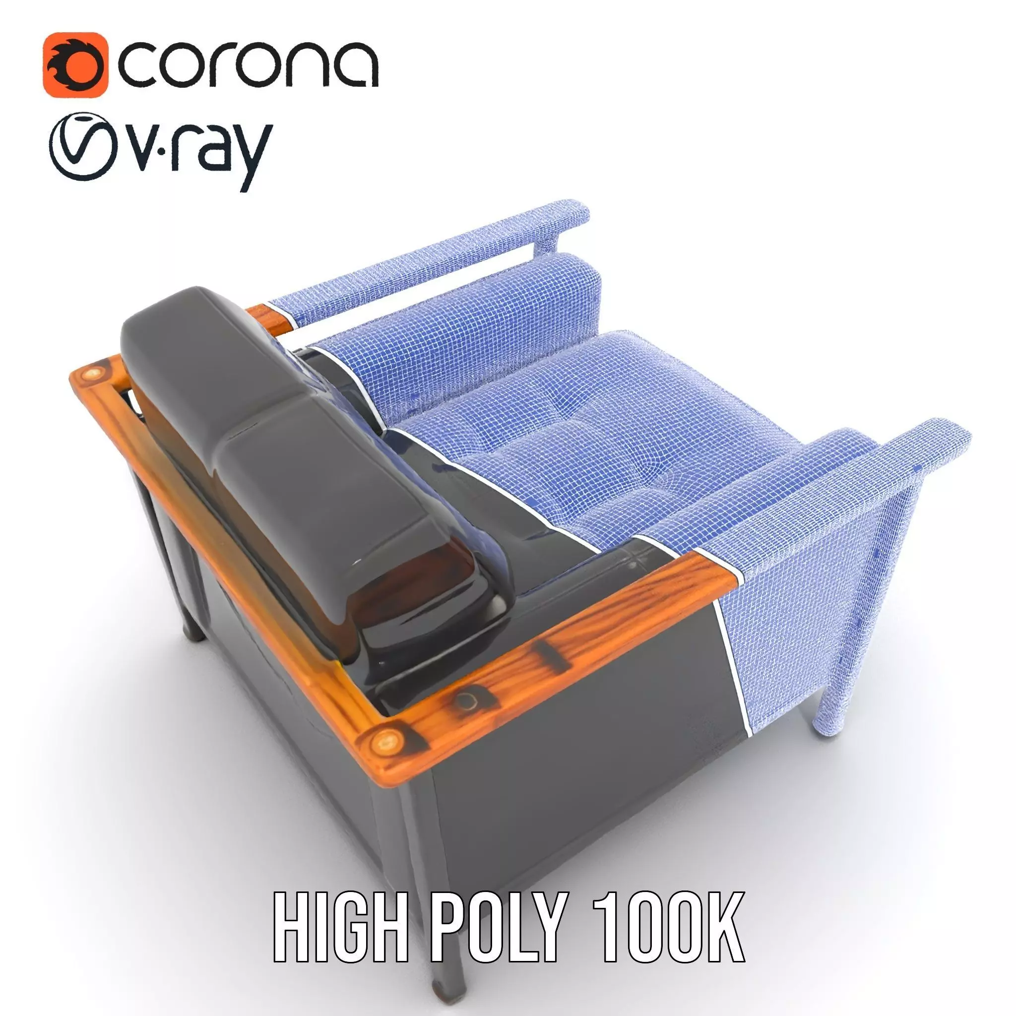 Modern Leather Armchair model pack Low-poly 3D model_31