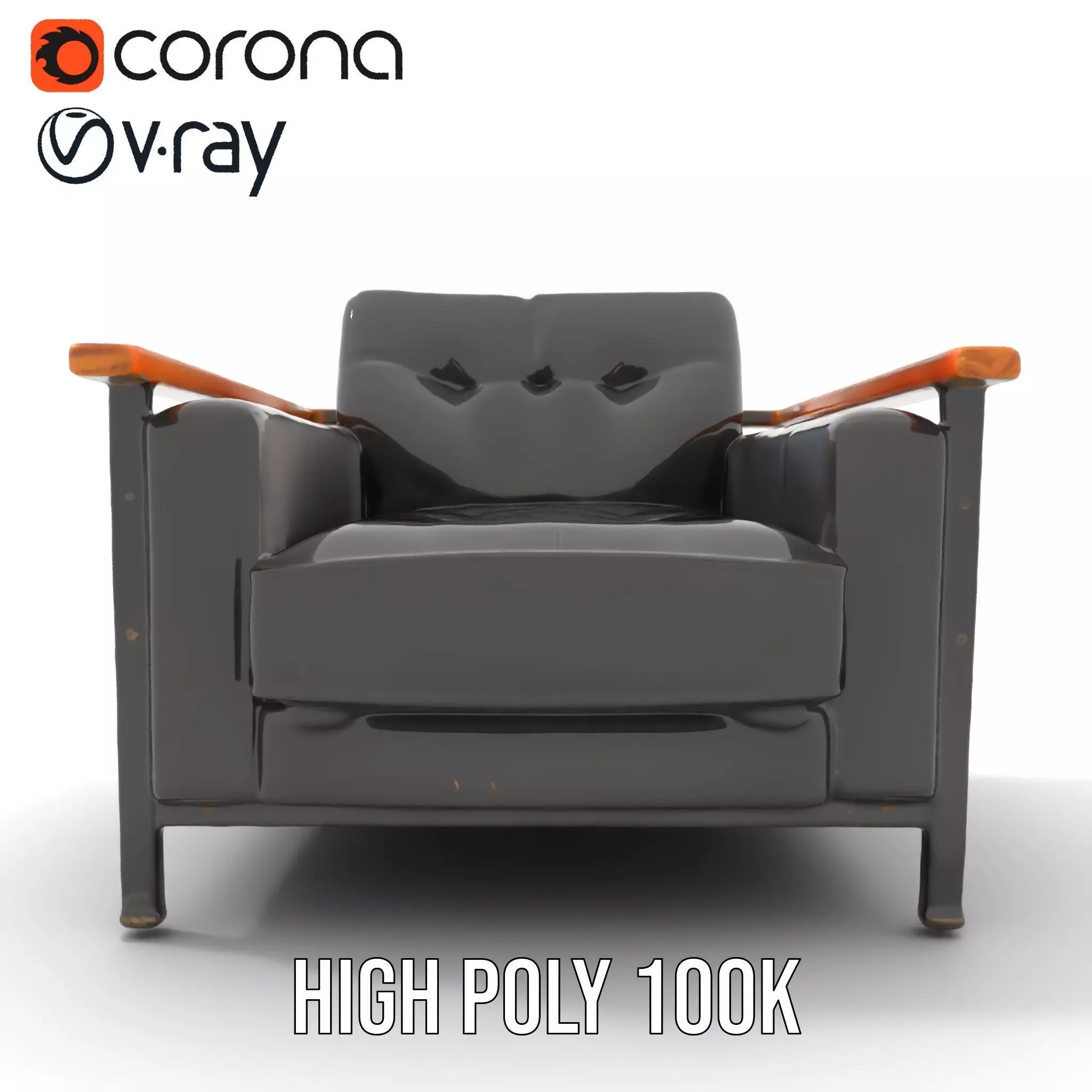 Modern Leather Armchair model pack Low-poly 3D model_26