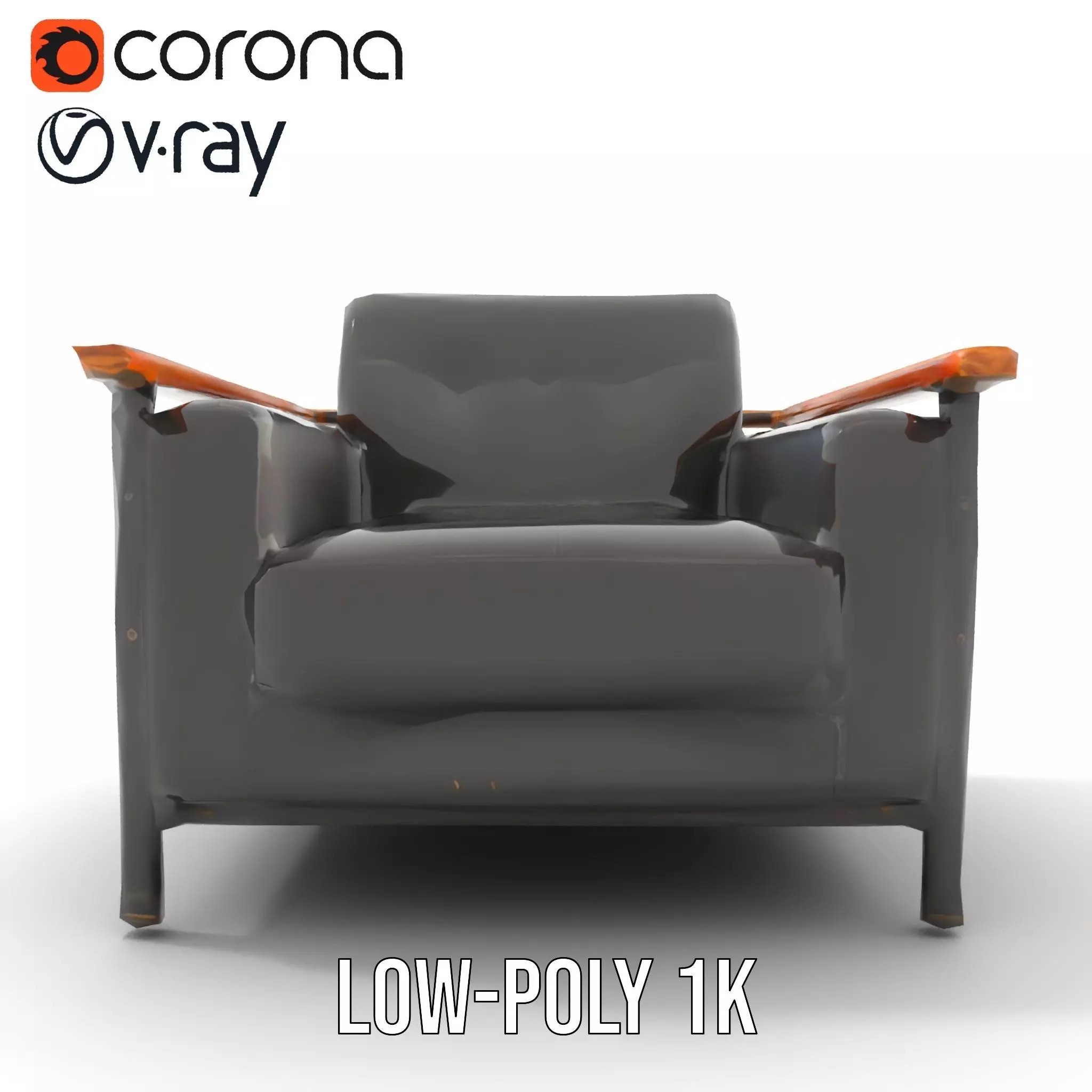 Modern Leather Armchair model pack Low-poly 3D model_12