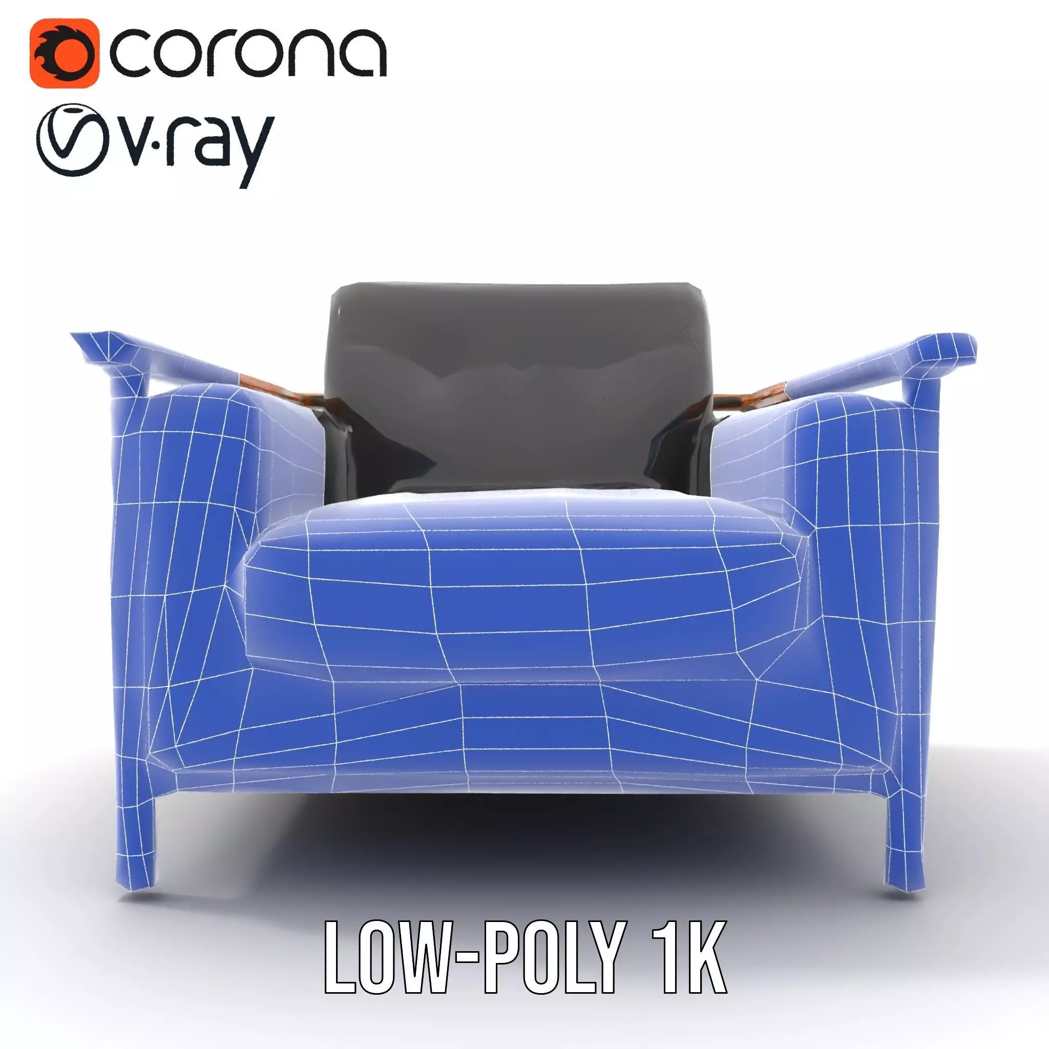 Modern Leather Armchair model pack Low-poly 3D model_16