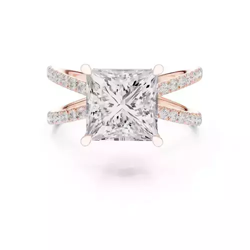 Crossover Princess Cut Diamond Engagement Wedding Ring FileVideo
