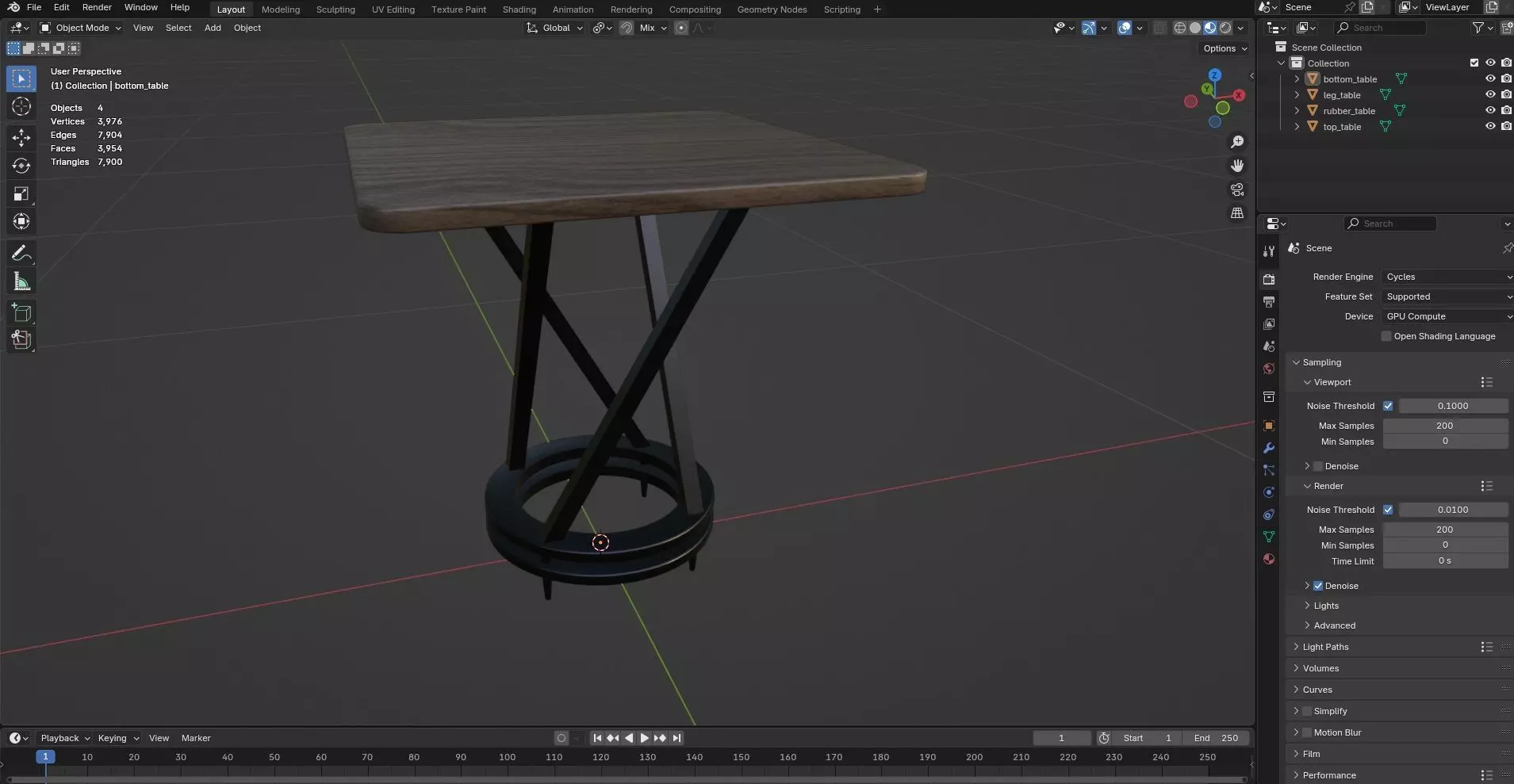 Square Table CG73 3D model_8
