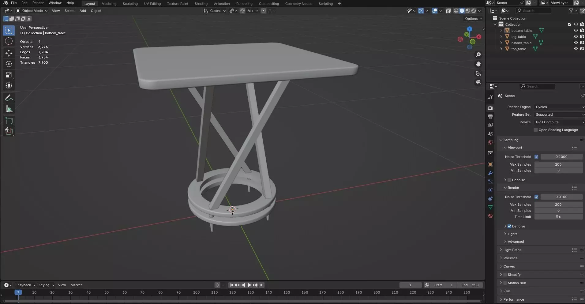 Square Table CG73 3D model_7