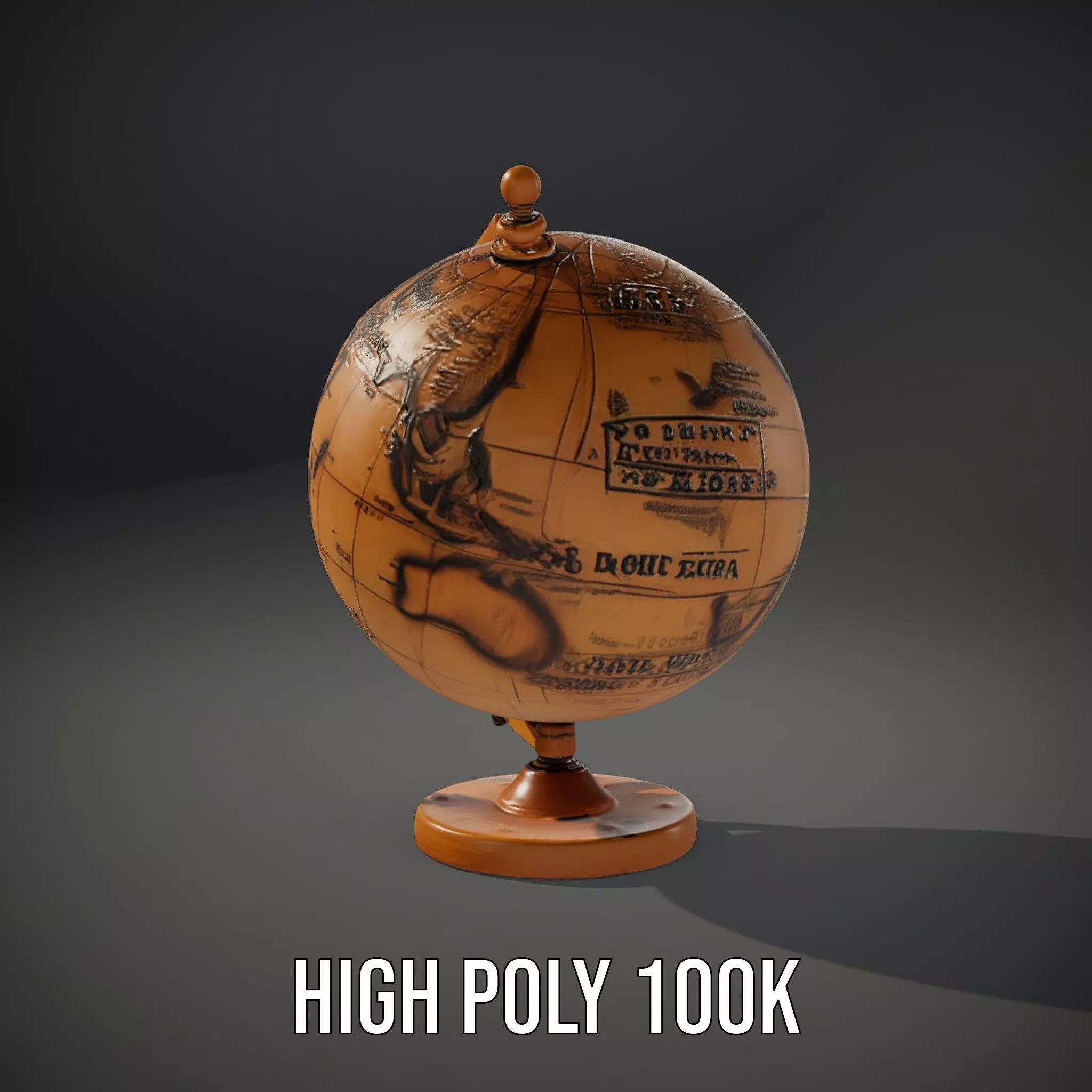 Vintage Brass Globe model pack Low-poly 3D model_10