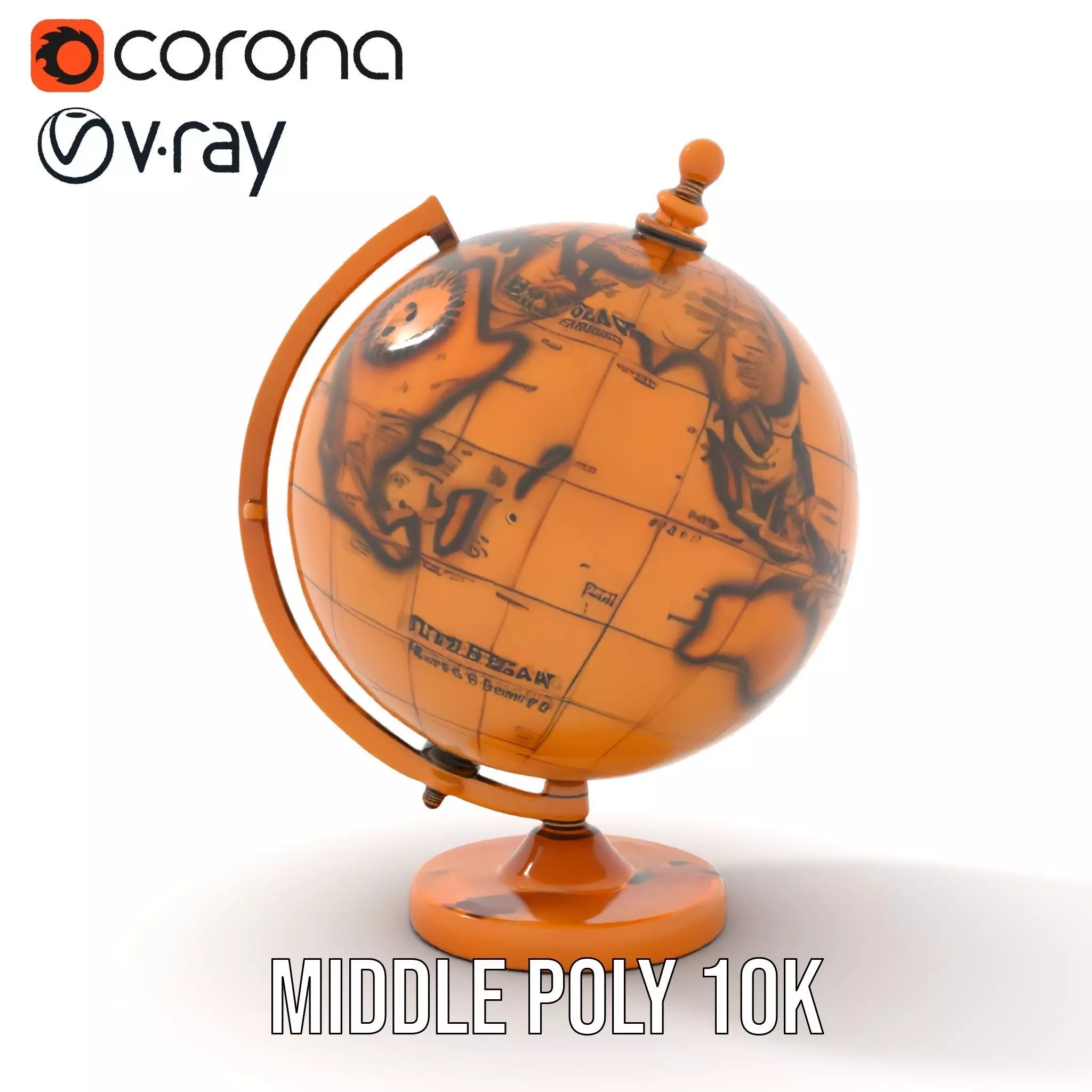 Vintage Brass Globe model pack Low-poly 3D model_11