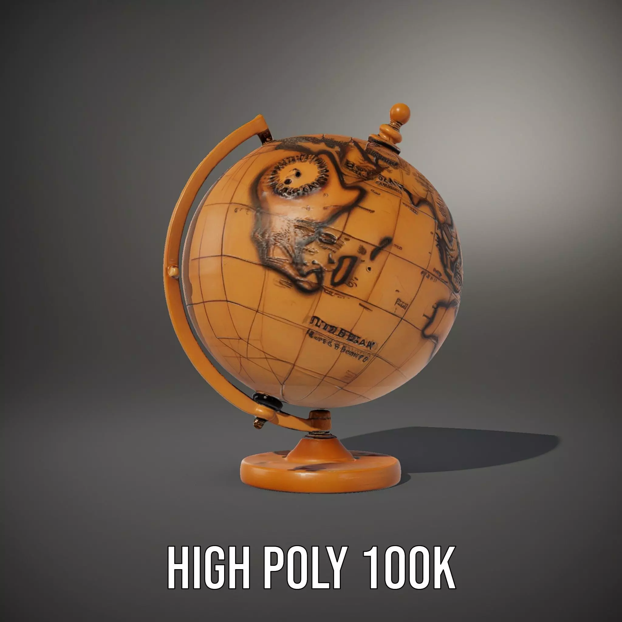 Vintage Brass Globe model pack Low-poly 3D model_8