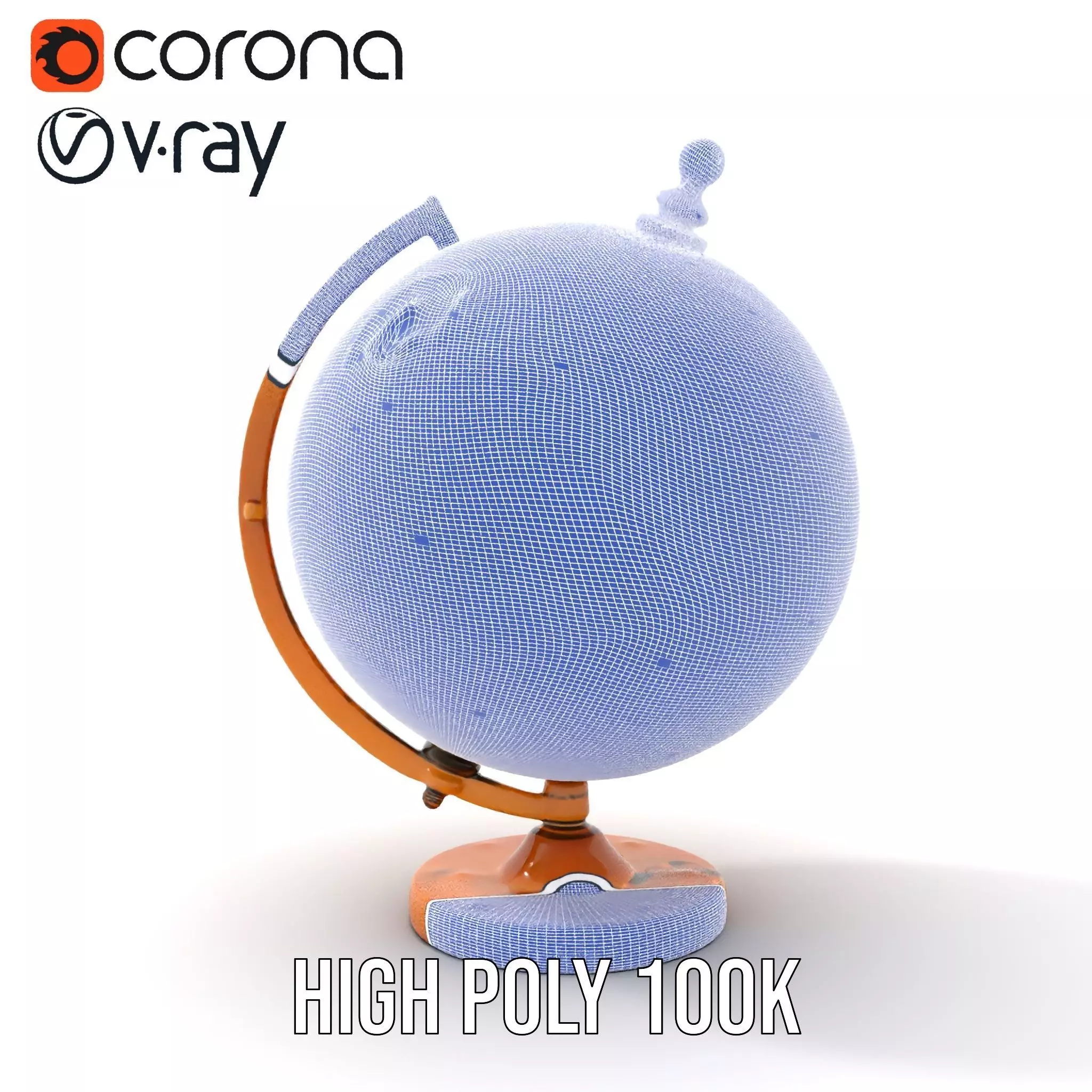 Vintage Brass Globe model pack Low-poly 3D model_32