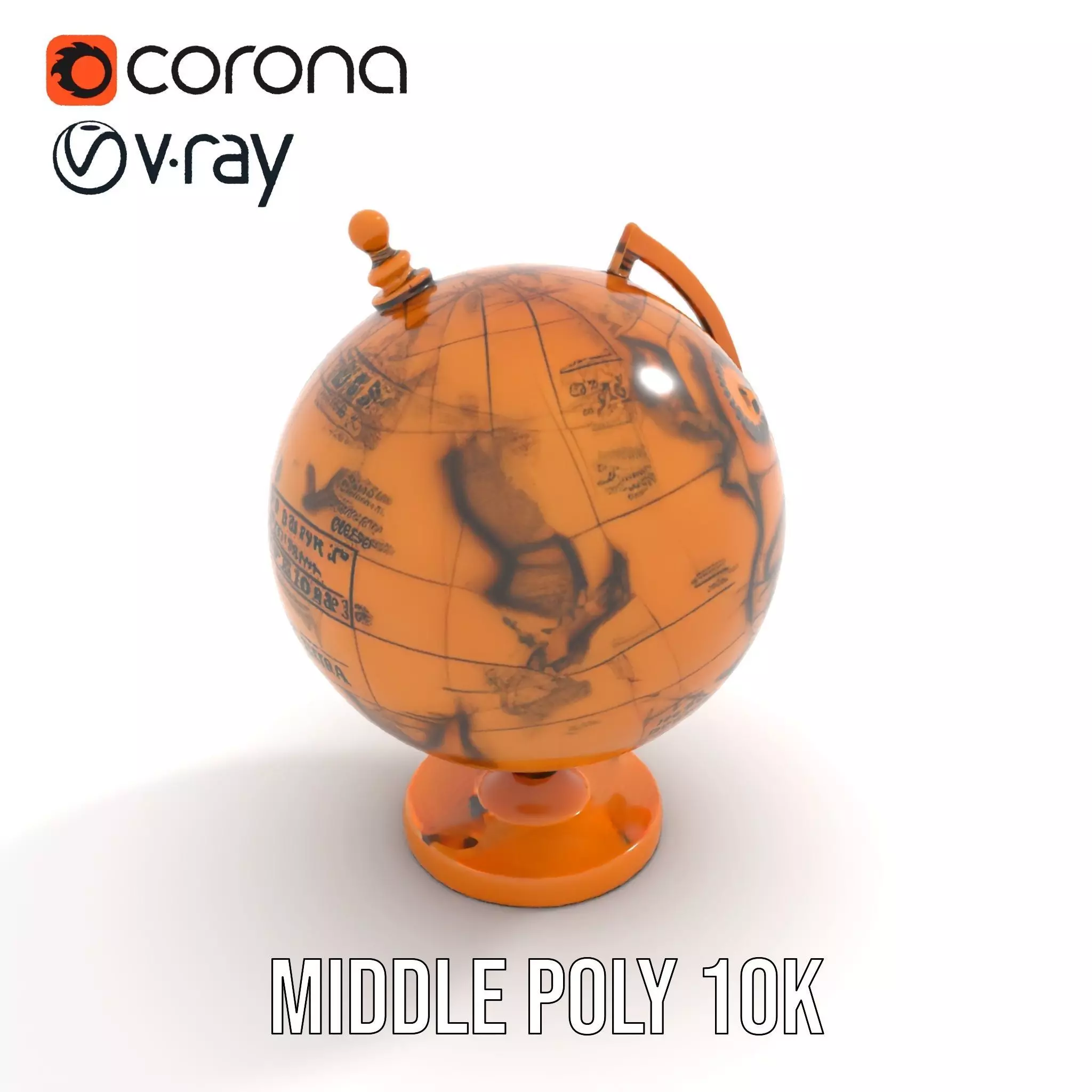Vintage Brass Globe model pack Low-poly 3D model_5