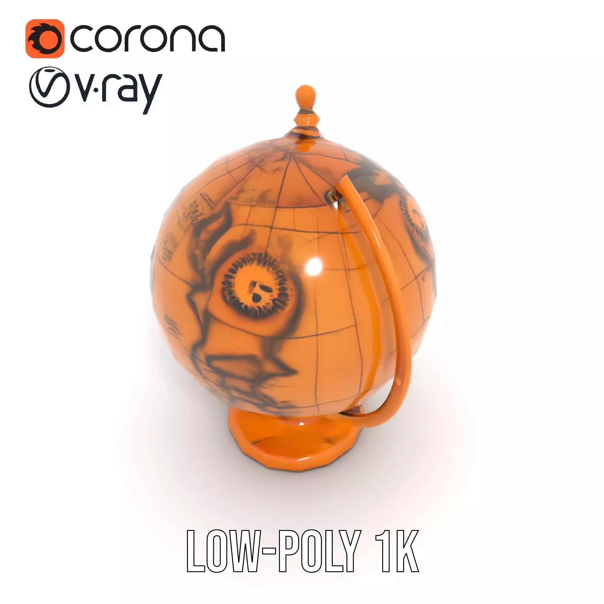 Vintage Brass Globe model pack Low-poly 3D model_28