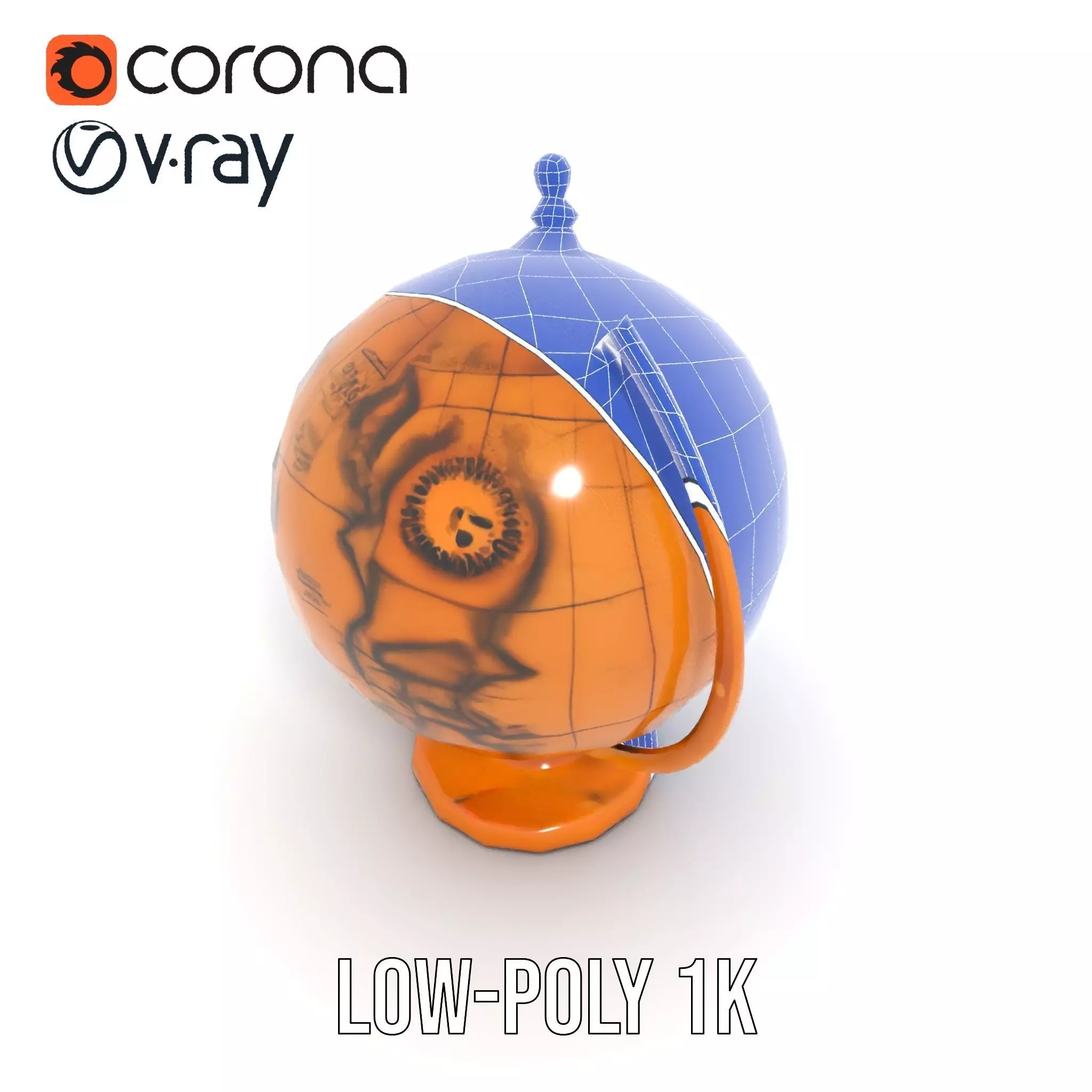 Vintage Brass Globe model pack Low-poly 3D model_22