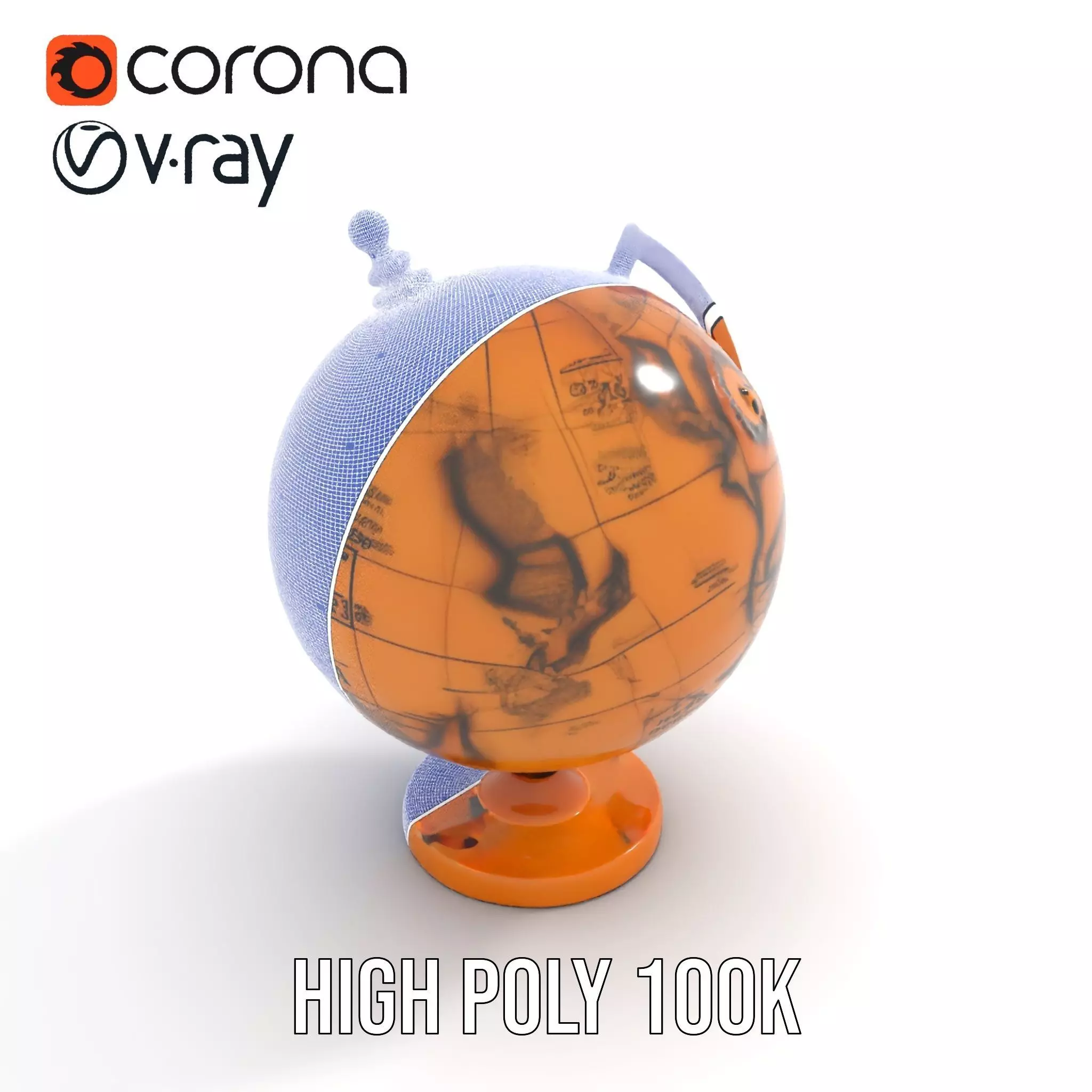 Vintage Brass Globe model pack Low-poly 3D model_33