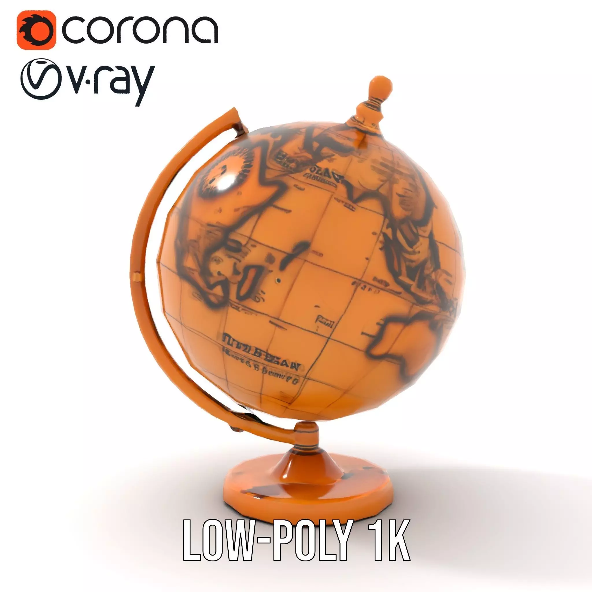 Vintage Brass Globe model pack Low-poly 3D model_17