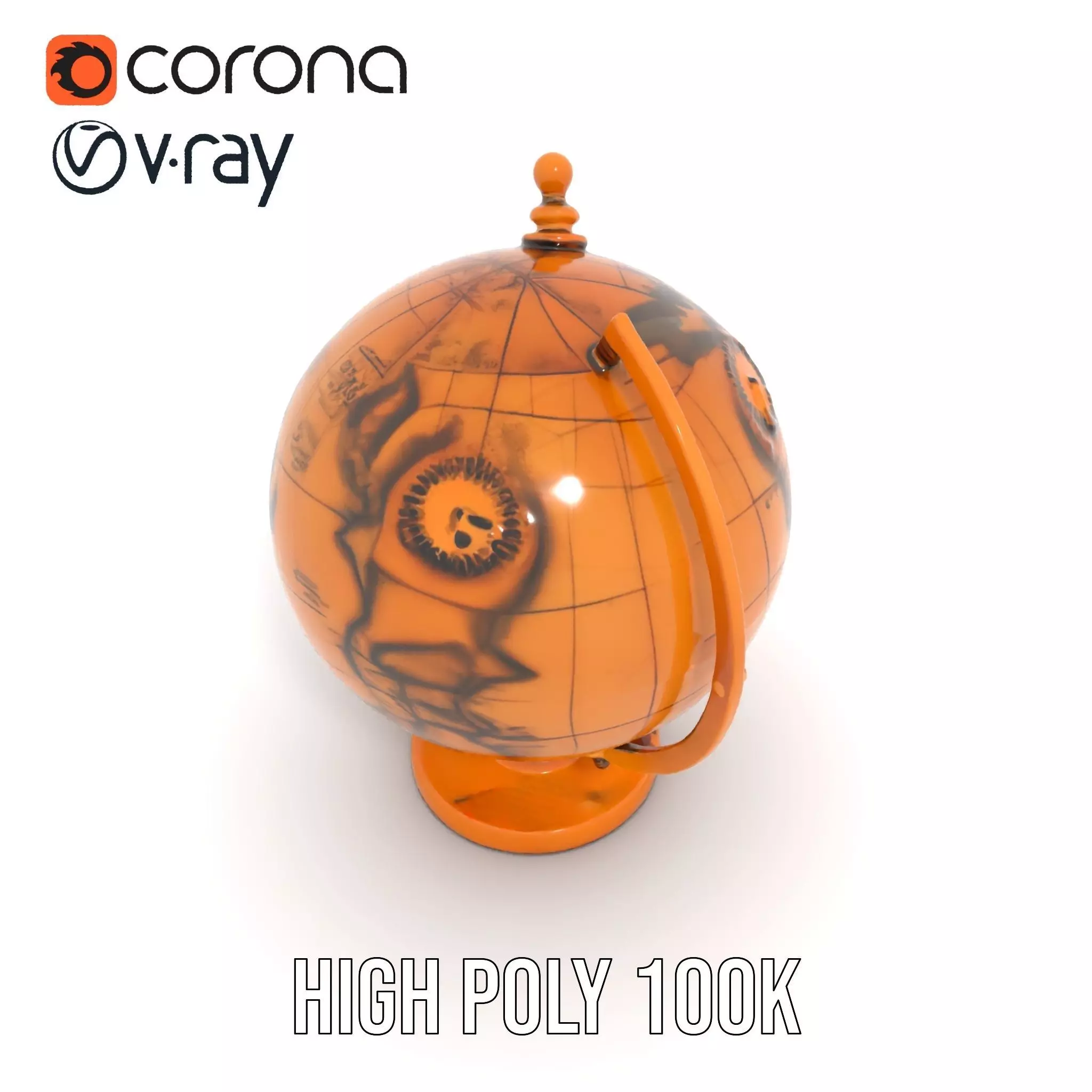 Vintage Brass Globe model pack Low-poly 3D model_15