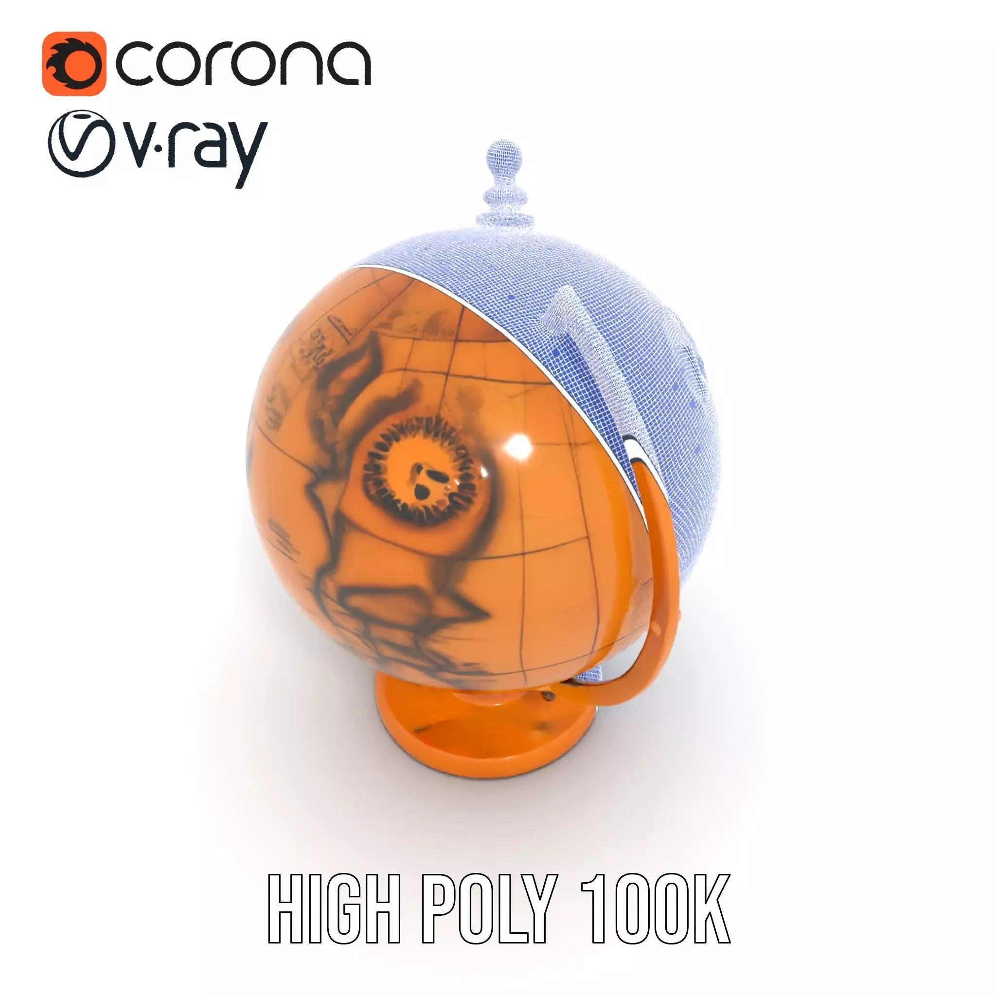 Vintage Brass Globe model pack Low-poly 3D model_34