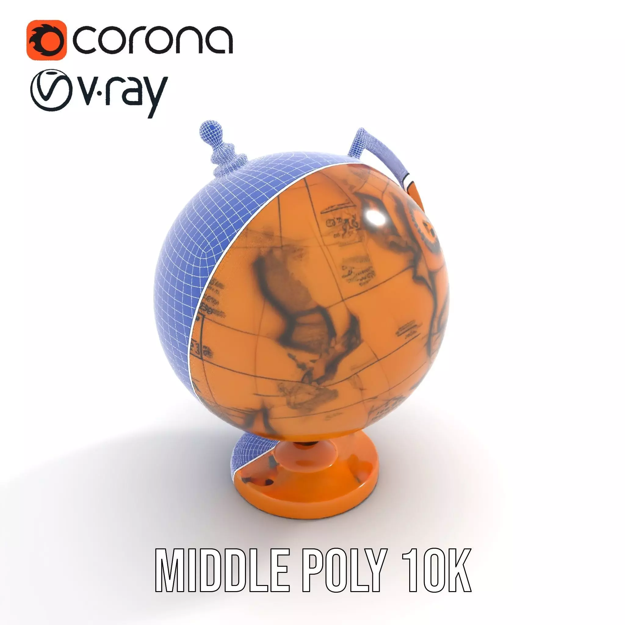 Vintage Brass Globe model pack Low-poly 3D model_27