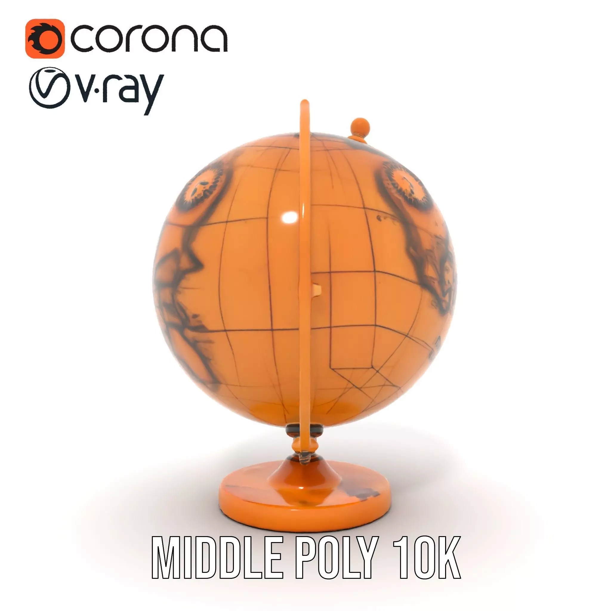 Vintage Brass Globe model pack Low-poly 3D model_16