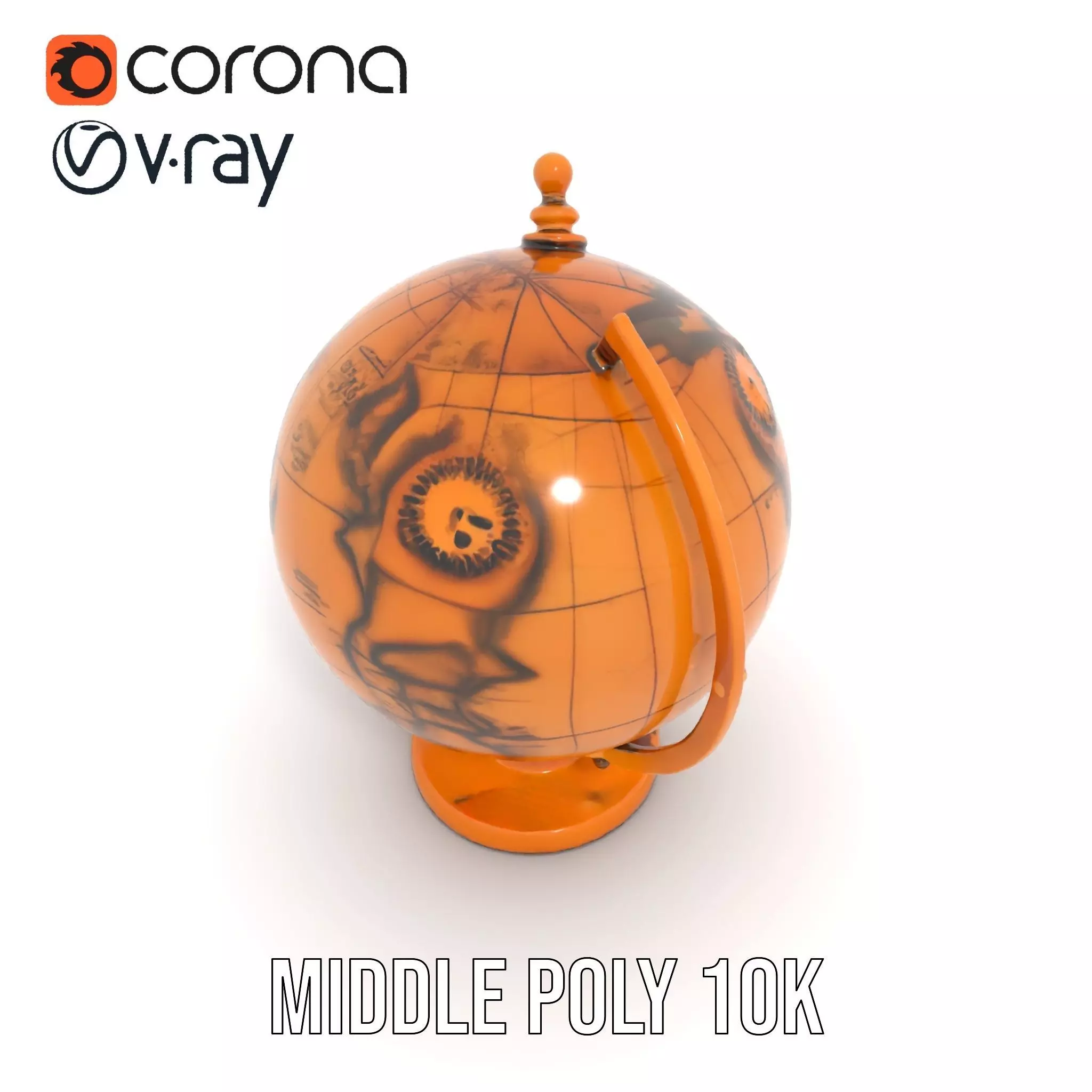 Vintage Brass Globe model pack Low-poly 3D model_13