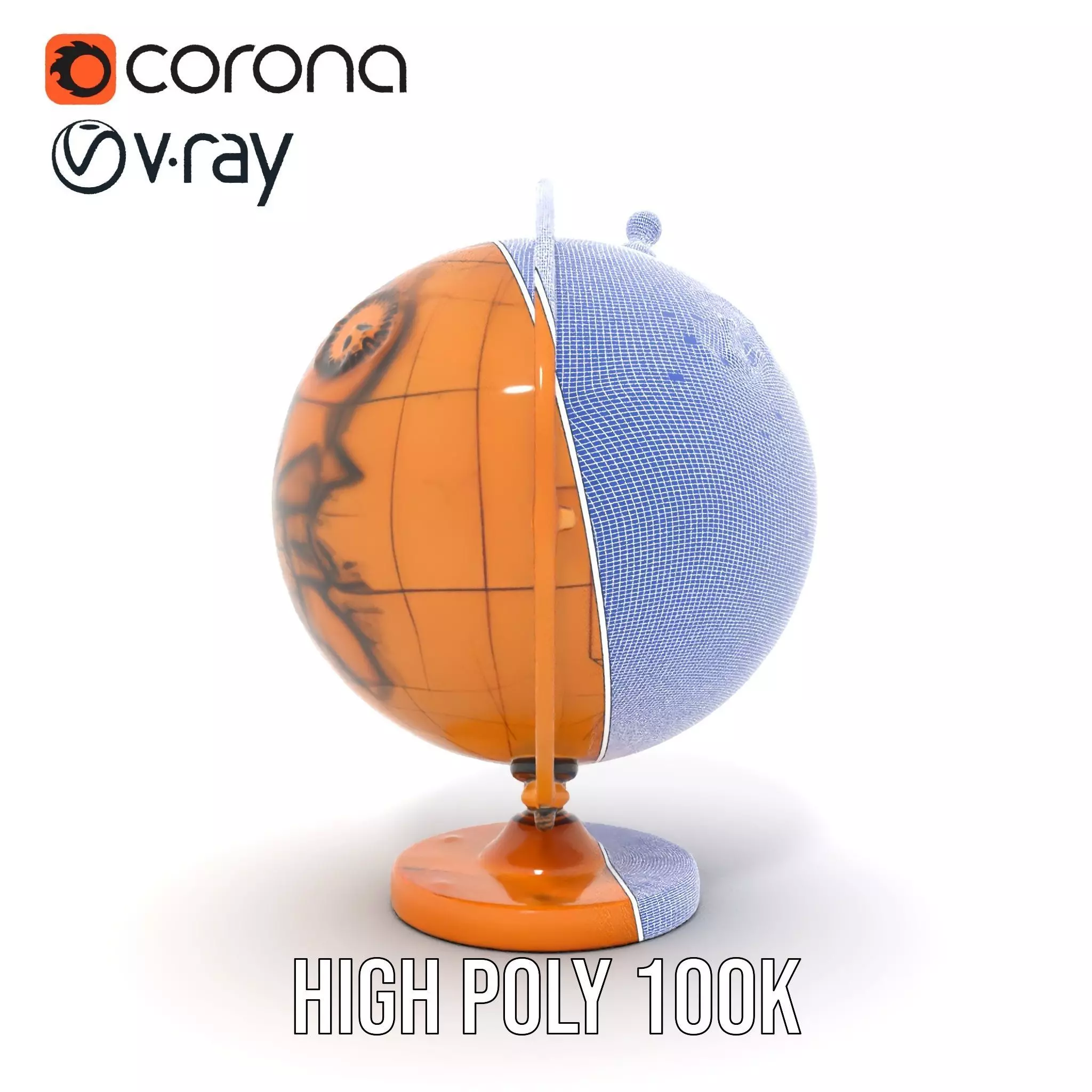 Vintage Brass Globe model pack Low-poly 3D model_26