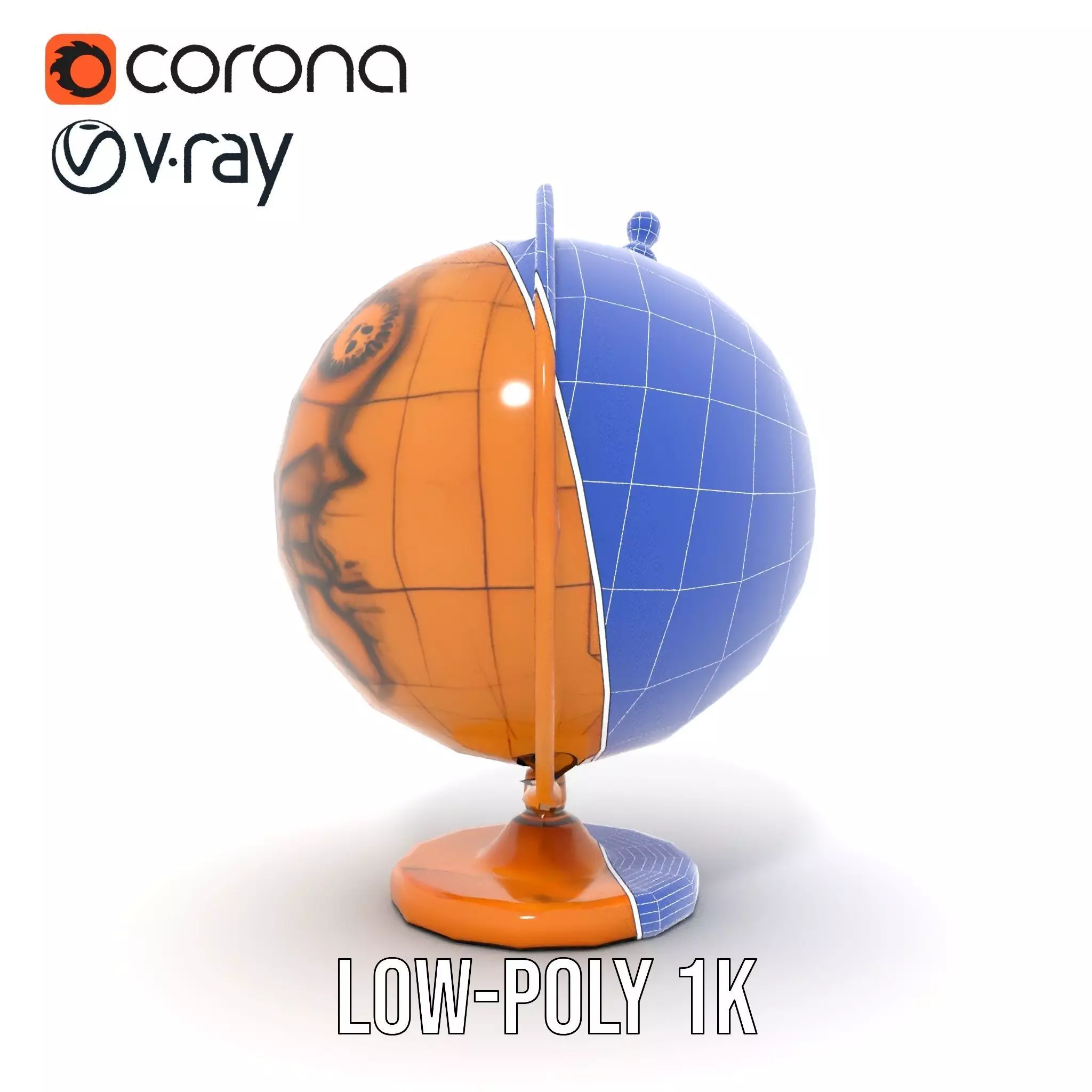 Vintage Brass Globe model pack Low-poly 3D model_31