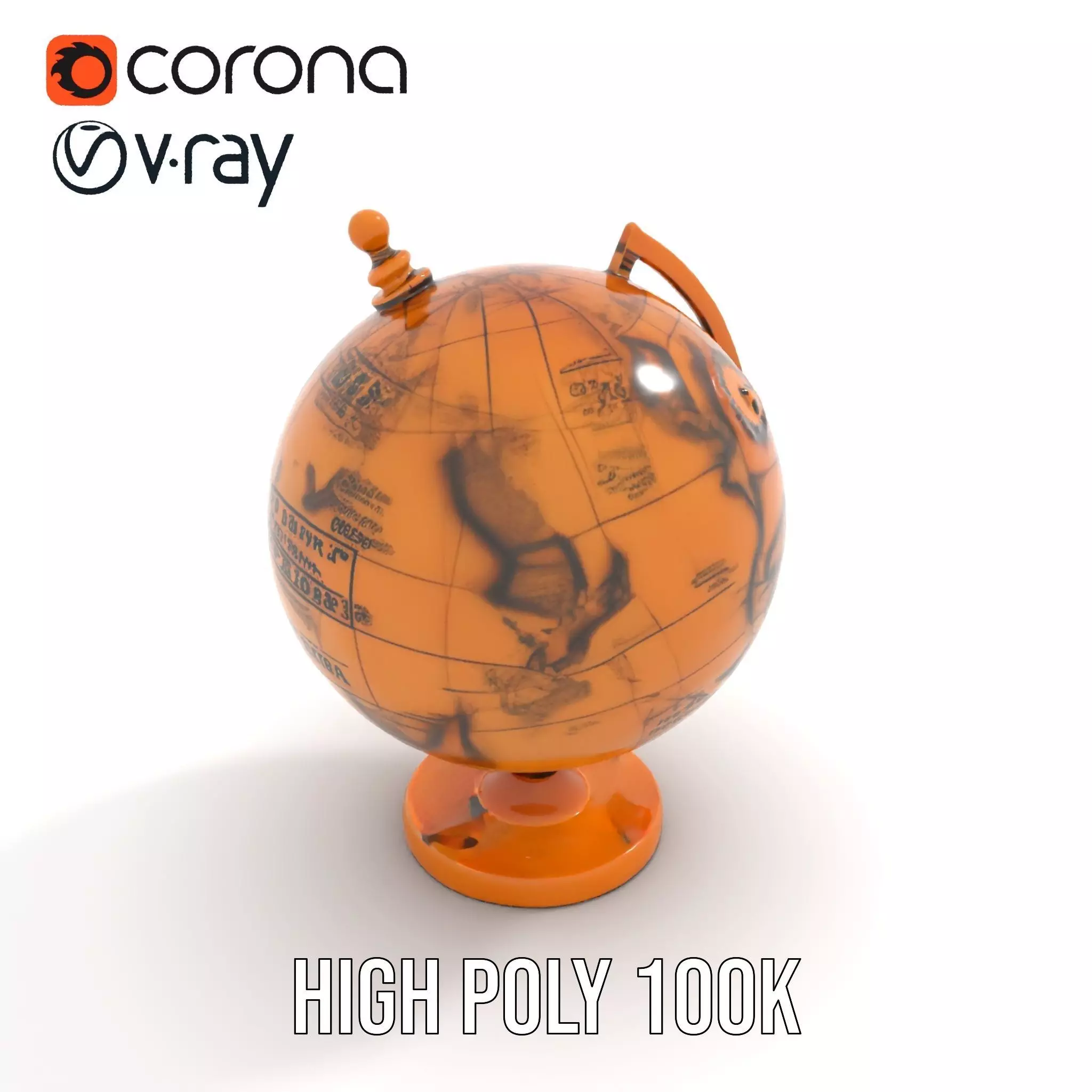 Vintage Brass Globe model pack Low-poly 3D model_18