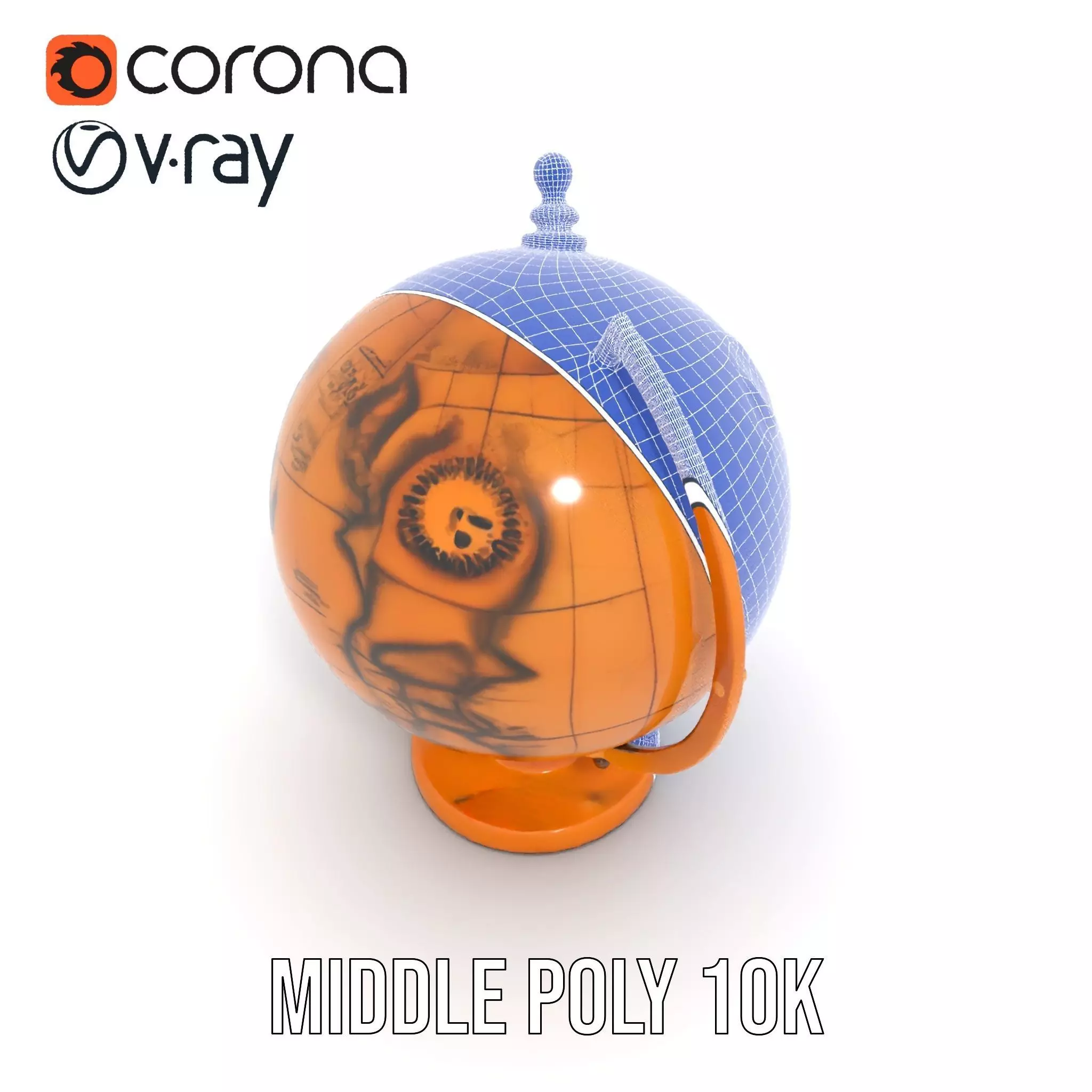 Vintage Brass Globe model pack Low-poly 3D model_19