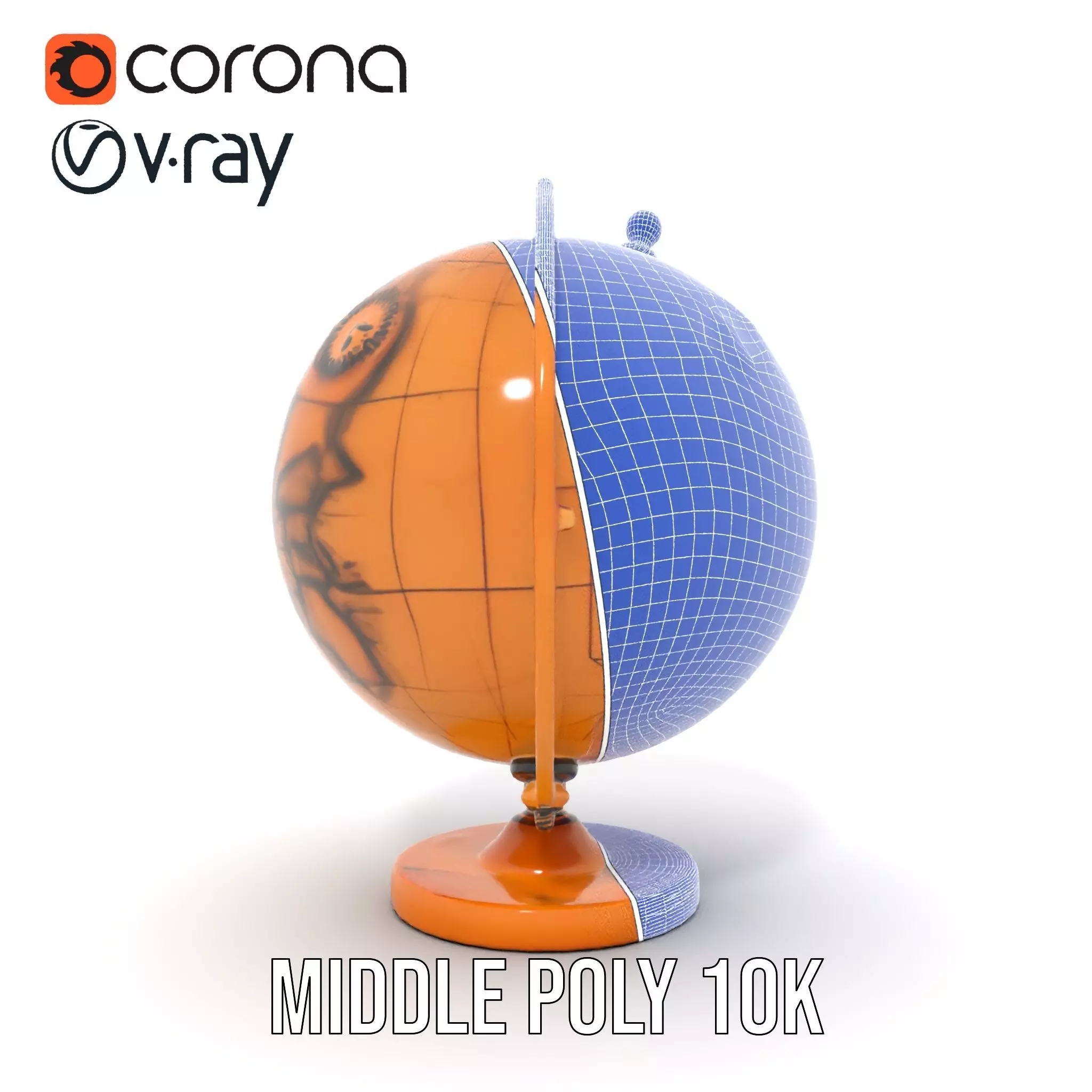 Vintage Brass Globe model pack Low-poly 3D model_21