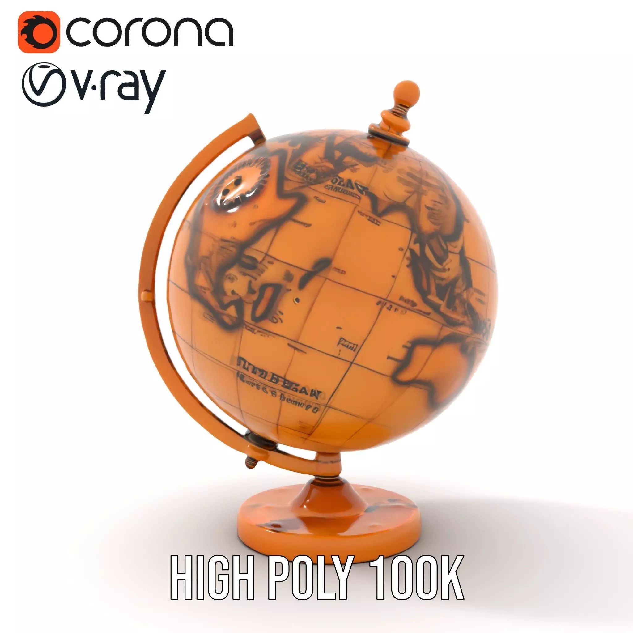 Vintage Brass Globe model pack Low-poly 3D model_29