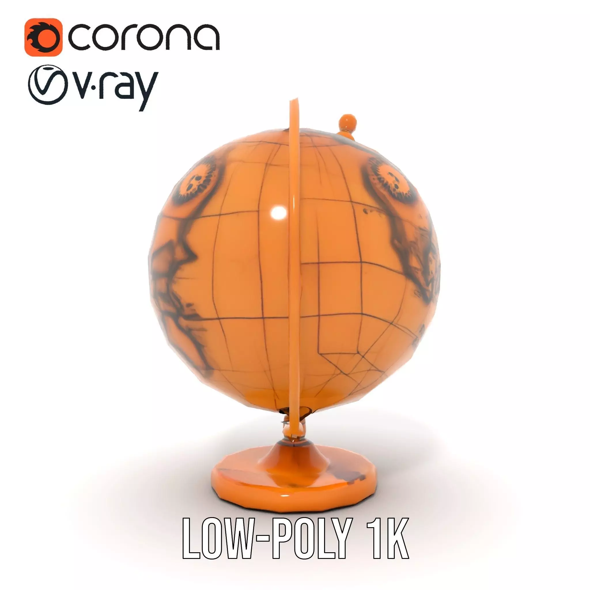 Vintage Brass Globe model pack Low-poly 3D model_25