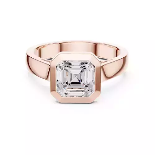 Solitaire Bezel Set Asscher Cut Engagement Wedding Ring Video 3D print model